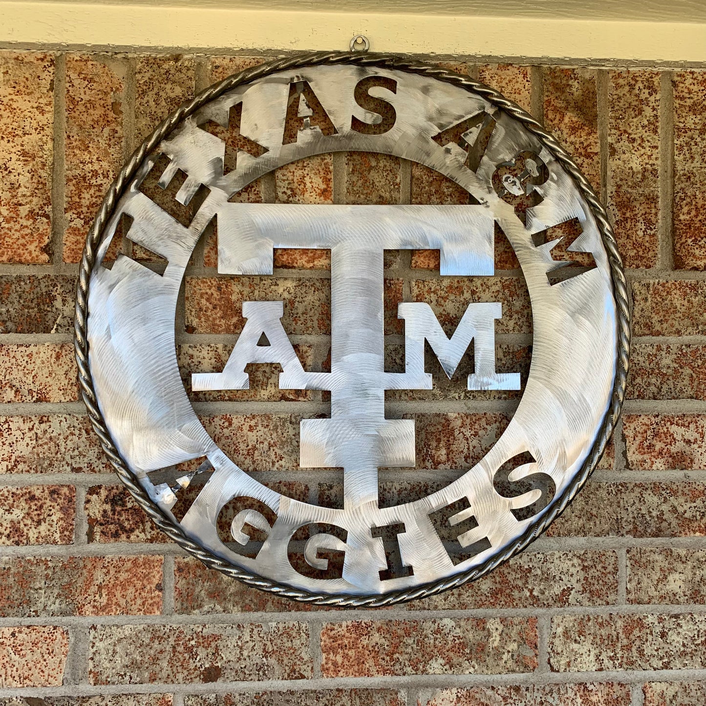 TEXAS A&M WIDE BAND RAW METAL CUSTOM VINTAGE CRAFT WALL ART TEAM SIGN HANDMADE