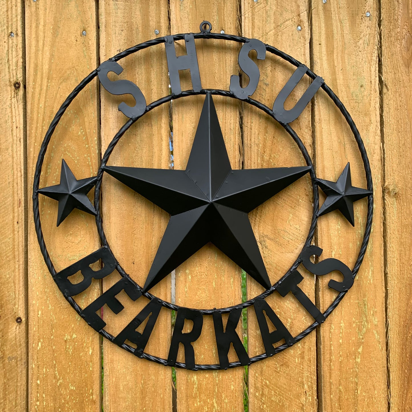 24",32" SHSU SAM HOUSTON BEARKATS RUSTIC BLACK METAL CUSTOM VINTAGE CRAFT RUSTIC BLACK TEAM STAR HANDMADE