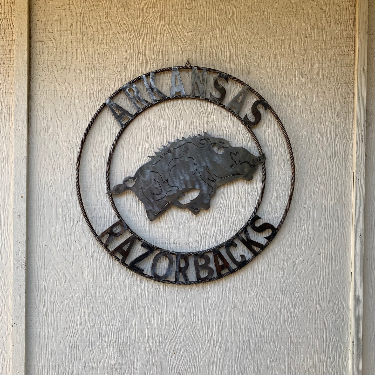 ARKANSAS RAZORBACKS CUSTOM RAW METAL VINTAGE CRAFT TEAM SIGN OFFICIAL LICENSED PRODUCT