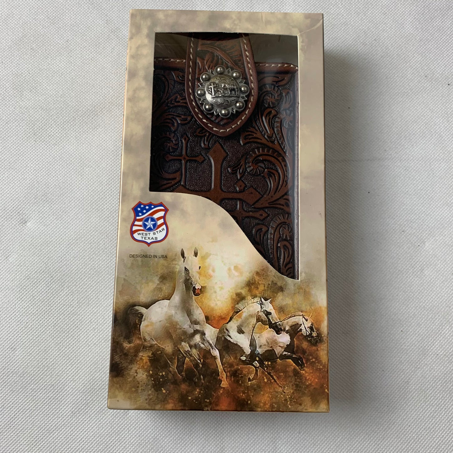 7" COWBOY PRAYER CROSS LEATHER HOLSTER POUCH COFFEE BROWN  LARGE  BELT LOOP HOLSTER CELL PHONE CASE UNIVERSAL OVERSIZE #WS344D--FREE SHIPPING