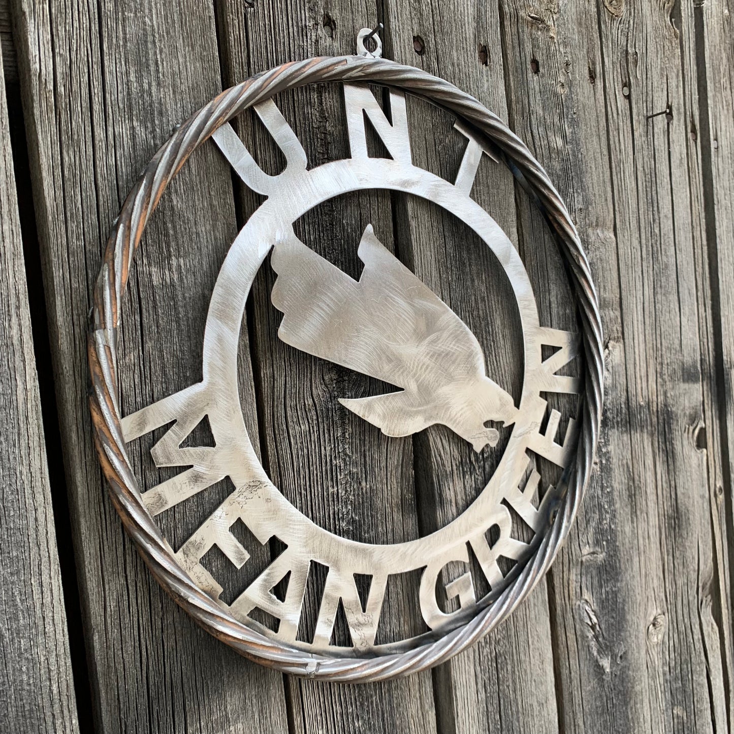 12", 18", 24", 32" UNT MEAN GREEN RAW METAL CUSTOM VINTAGE CRAFT WALL ART TEAM SIGN HANDMADE