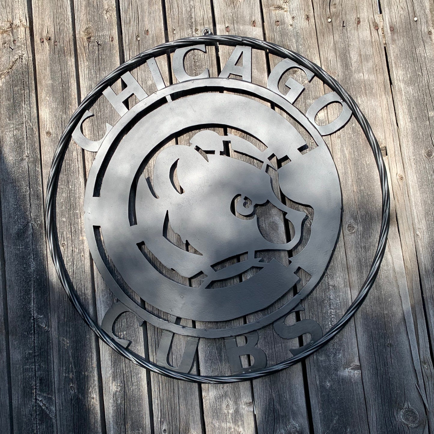 12", 18", 24", 32" CHICAGO CUBS CUSTOM BLACK & RAW METAL VINTAGE CRAFT TEAM SPORTS SIGN HANDMADE