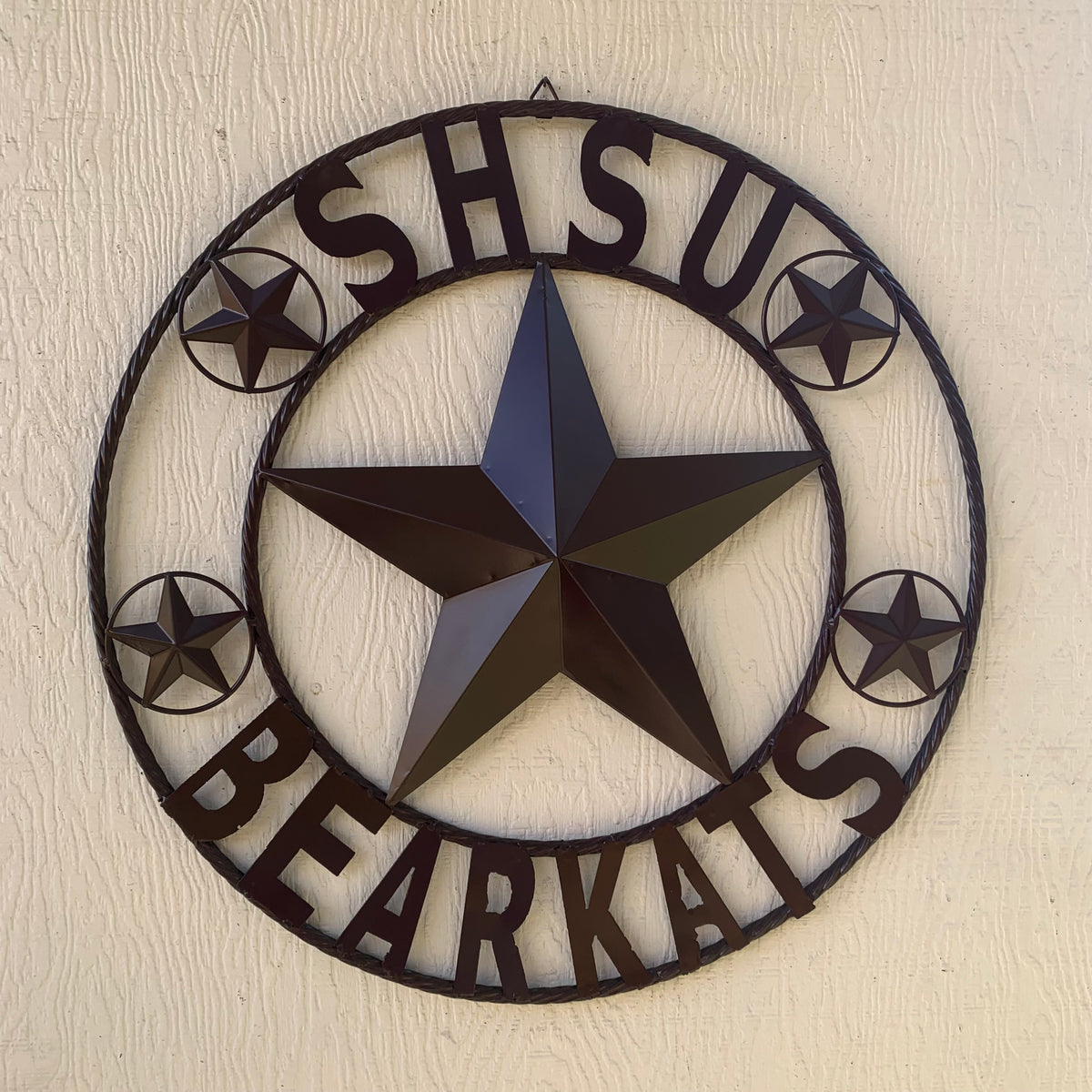 24",32" SHSU SAM HOUSTON BEARKATS RUSTIC DARK BROWN METAL CUSTOM VINTAGE CRAFT RUSTIC BROWN TEAM STAR HANDMADE