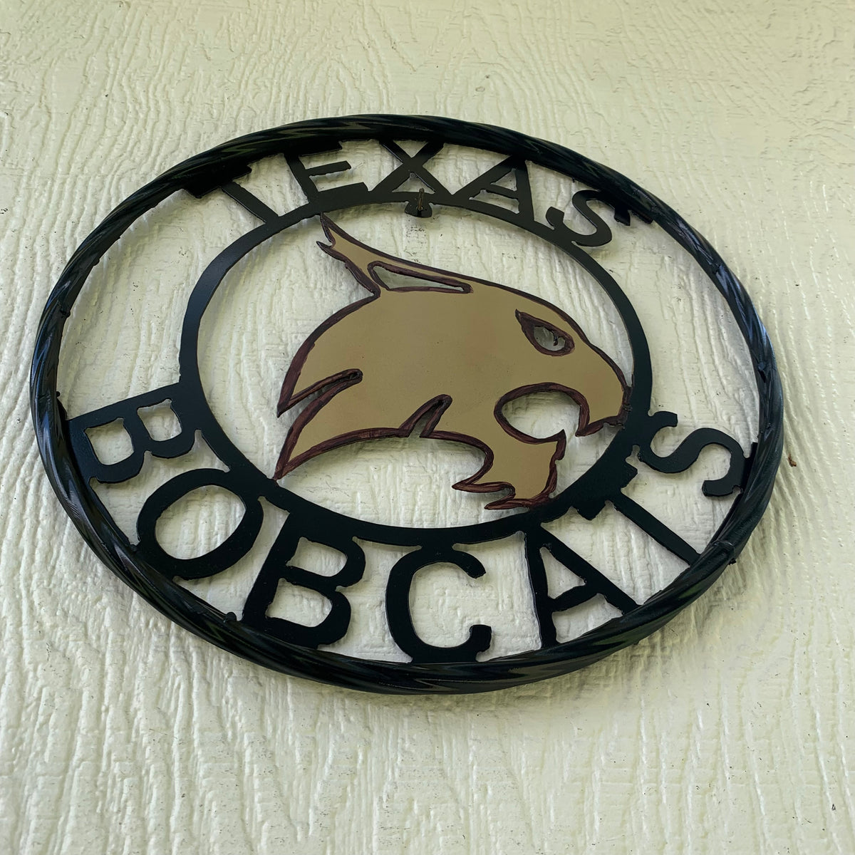 12" TEXAS BOBCATS CUSTOM METAL VINTAGE CRAFT SIGN TEAM WESTERN HOME DECOR HANDMADE