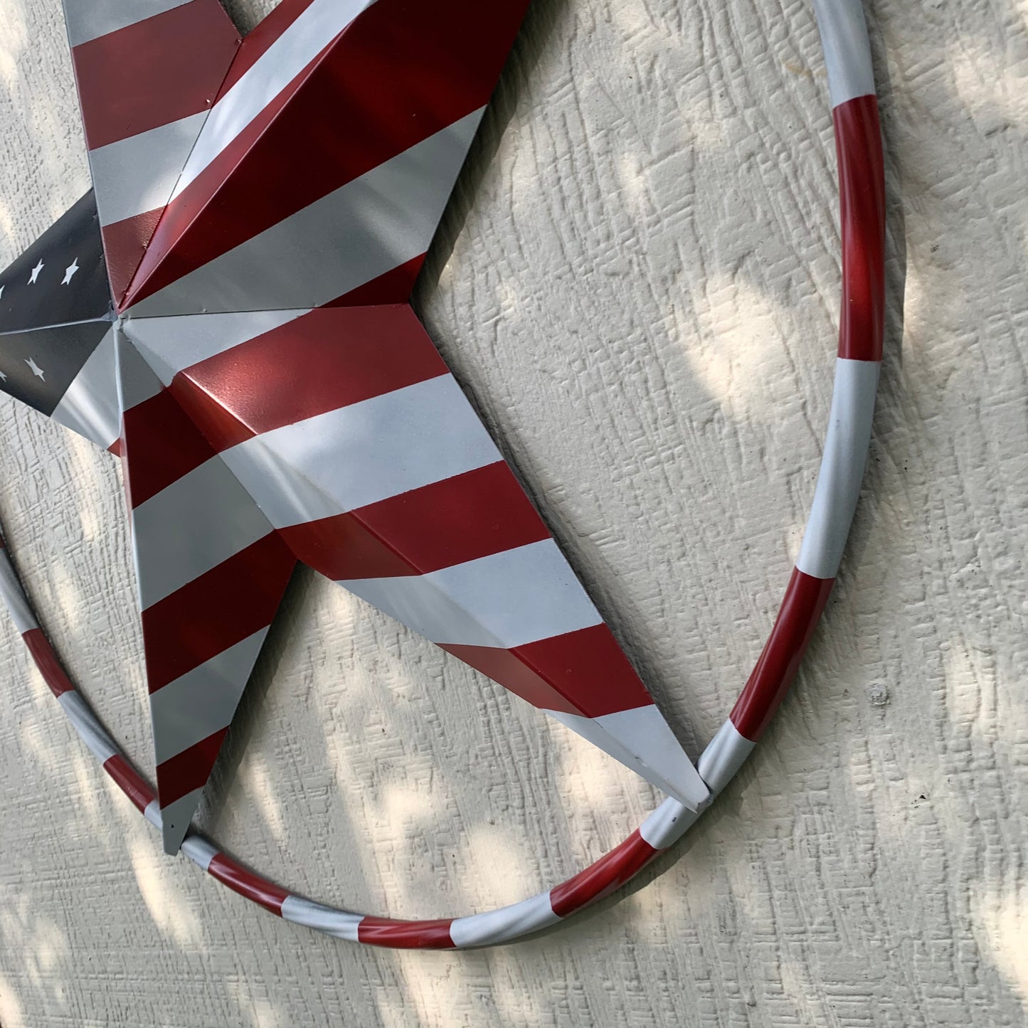 USA FLAG STAR AMERICAN FLAG METAL3D TWIST ROPE RING RED WHT BLUE WESTERN HOME DECOR HANDMADE #EH11925, 12",24",36",48"