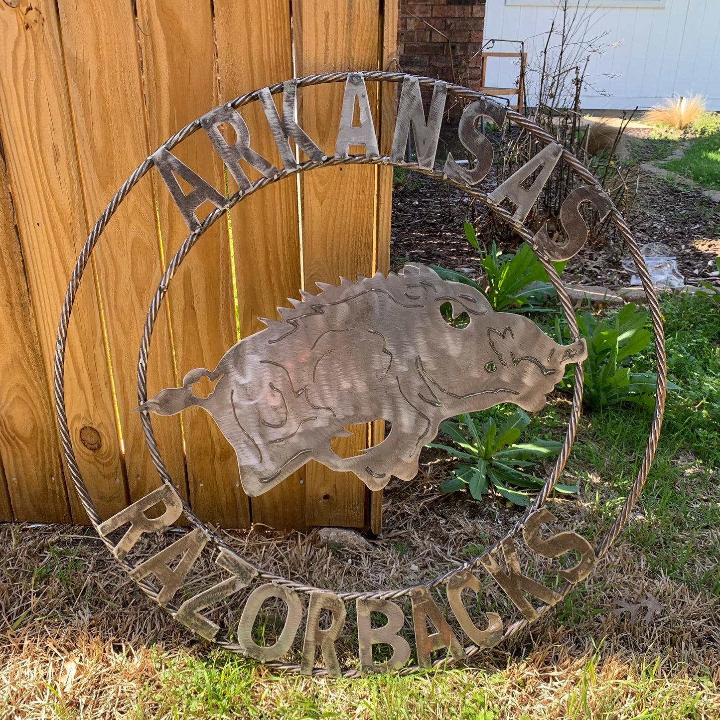 ARKANSAS RAZORBACKS CUSTOM RAW METAL VINTAGE CRAFT TEAM SIGN OFFICIAL LICENSED PRODUCT