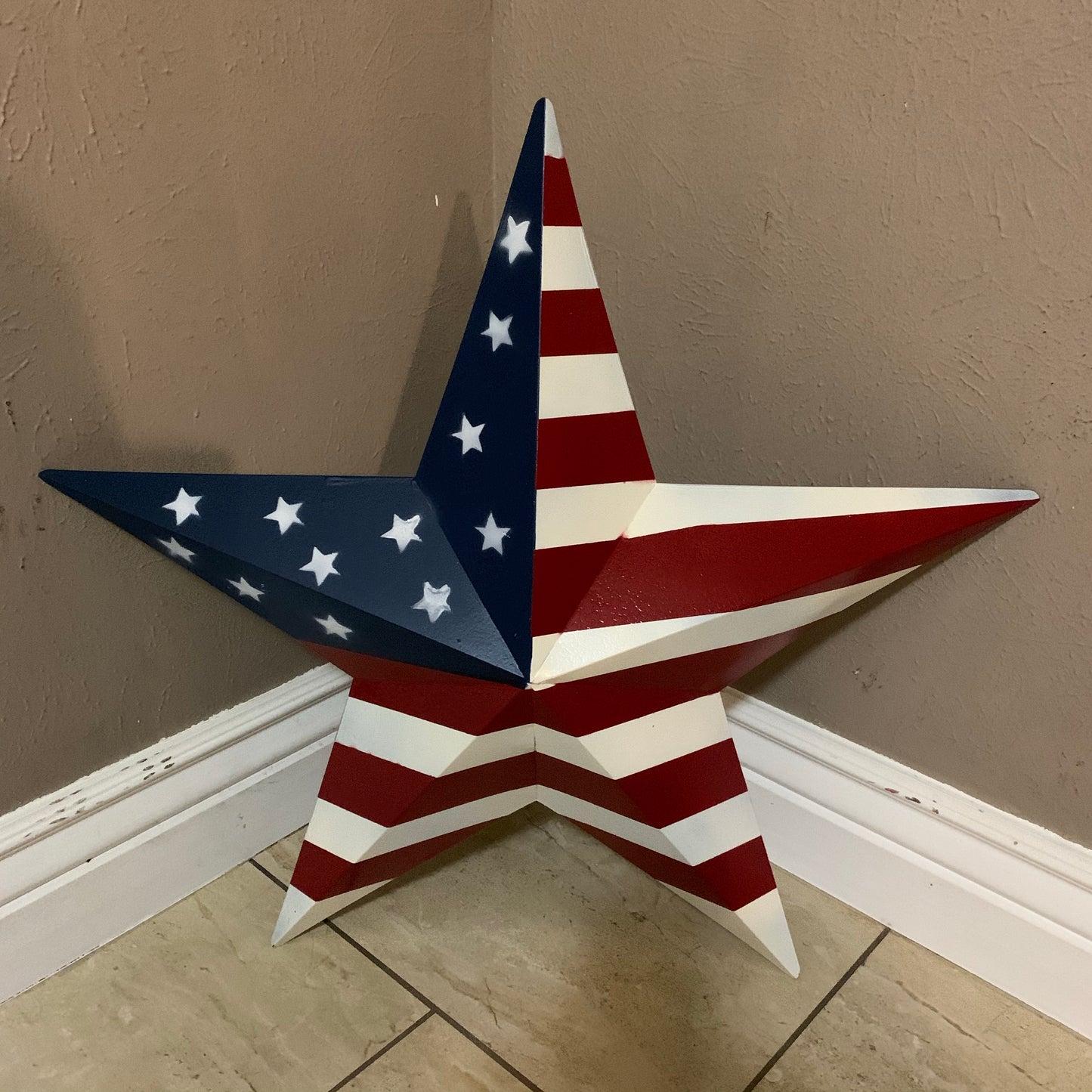 AMERICANA USA FLAG BARN STAR RED WHT BLUE STAR HANDMADE 12",24",36" #EH13297