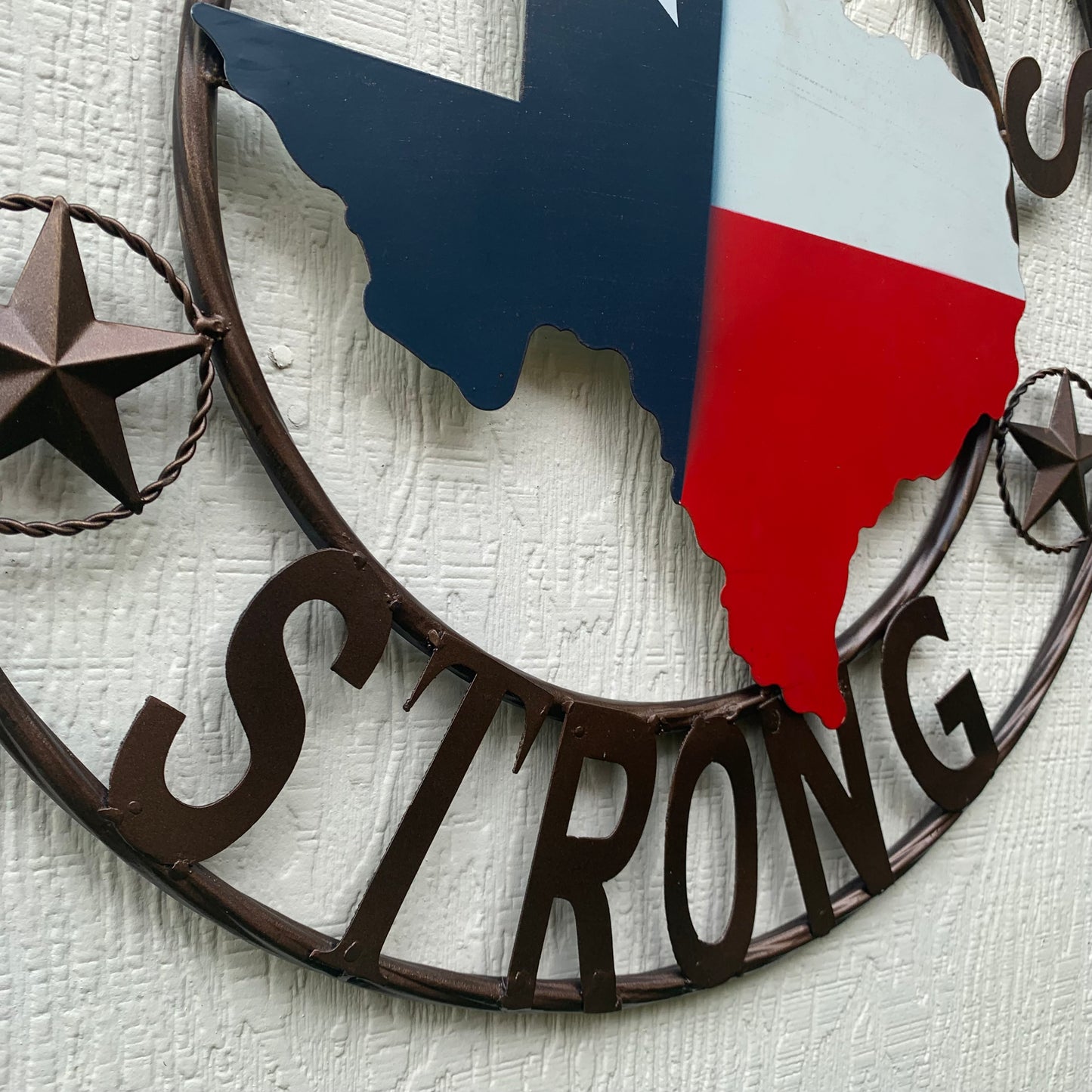 TEXAS STRONG BARN METAL WALL ART SIGN WESTERN HOME DECOR RED WHITE BLUE HANDMADE #EH13213