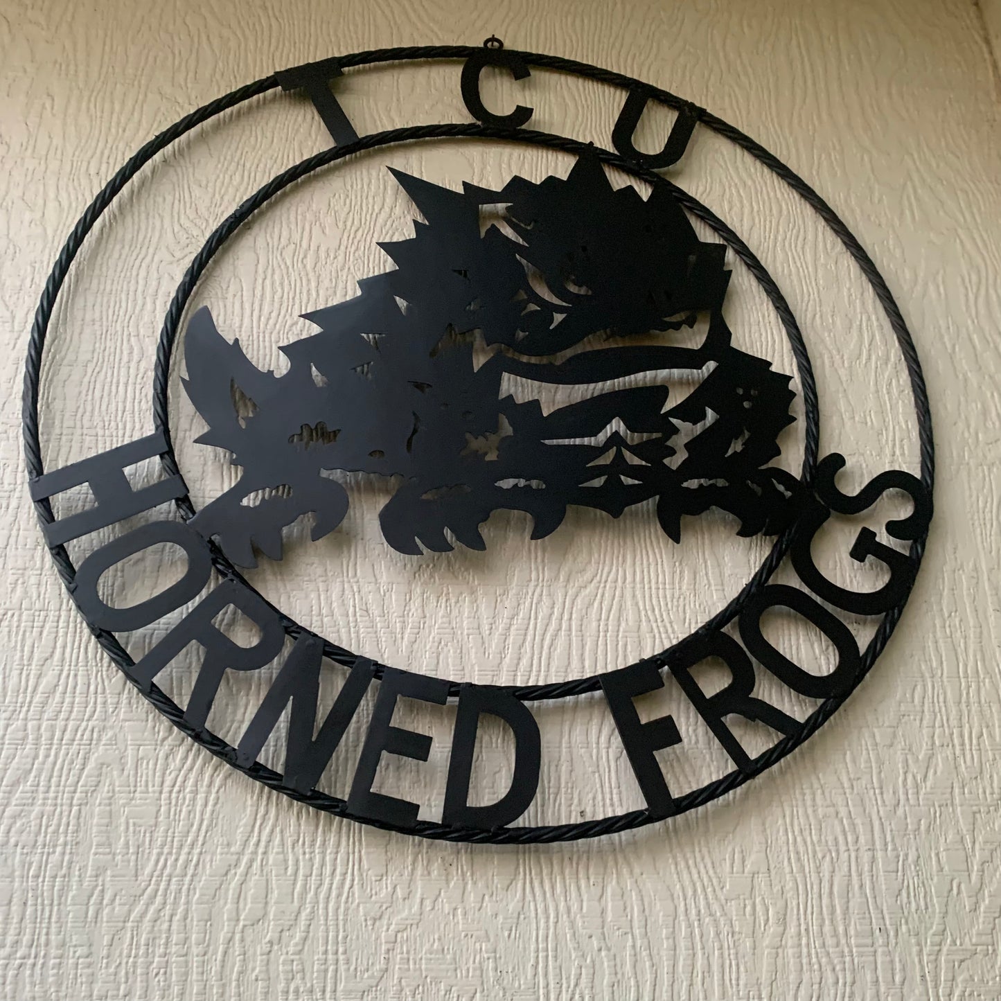 TCU HORNED FROGS BLACK CUSTOM METAL VINTAGE CRAFT TEAM SIGN HANDMADE