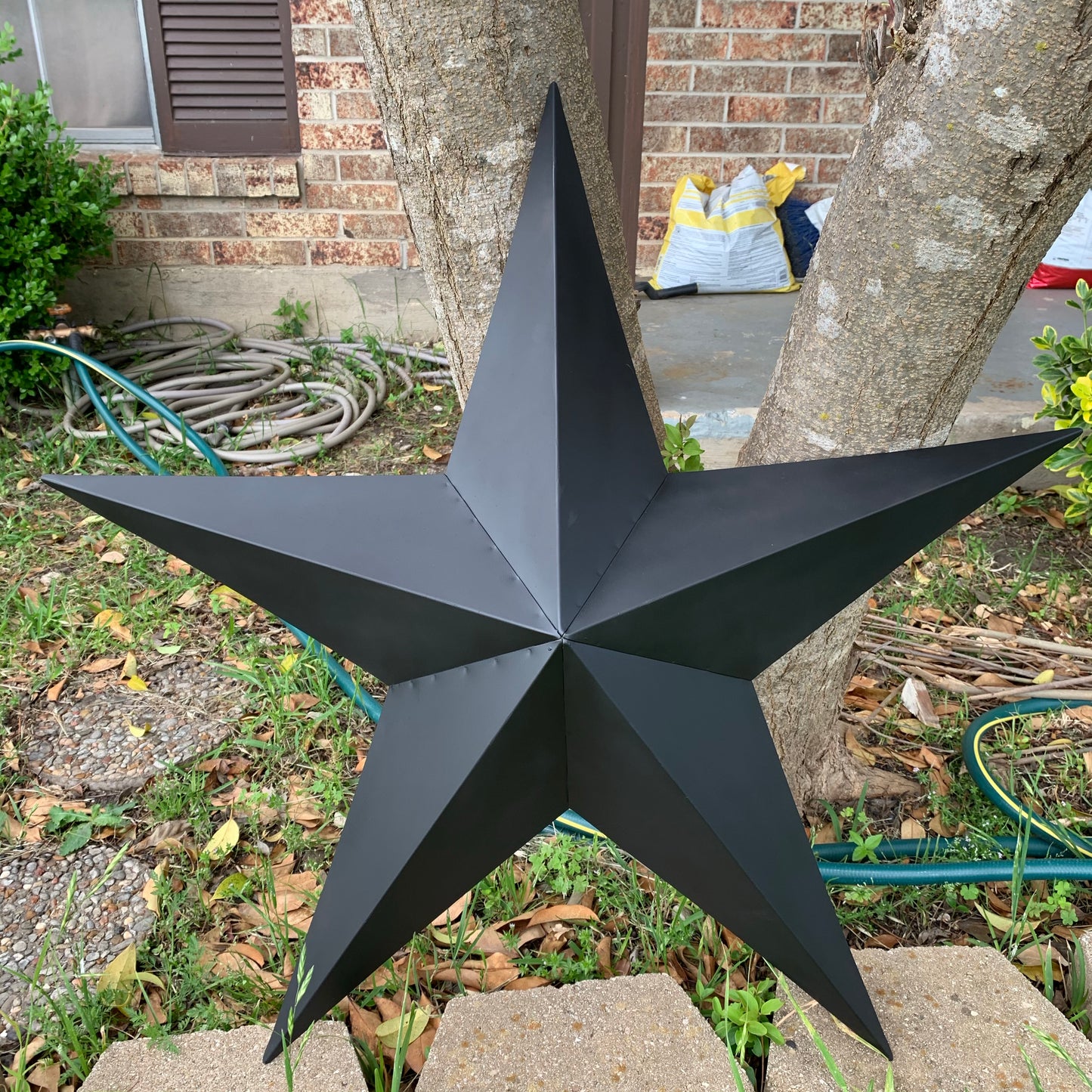 #EH10479 12", 16", 24", 30", 36" RUSTIC BLACK BARN STAR NO RING DAVID STAR 5 POINT WESTERN HOME DECOR HAND PAINTED