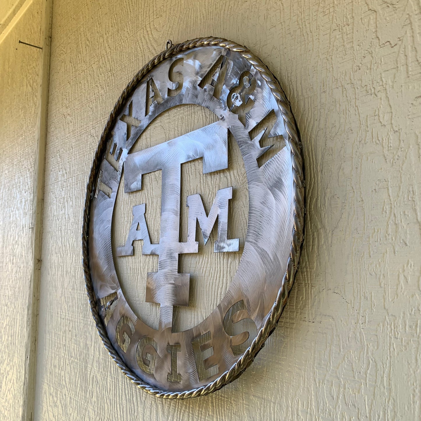 TEXAS A&M WIDE BAND RAW METAL CUSTOM VINTAGE CRAFT WALL ART TEAM SIGN HANDMADE