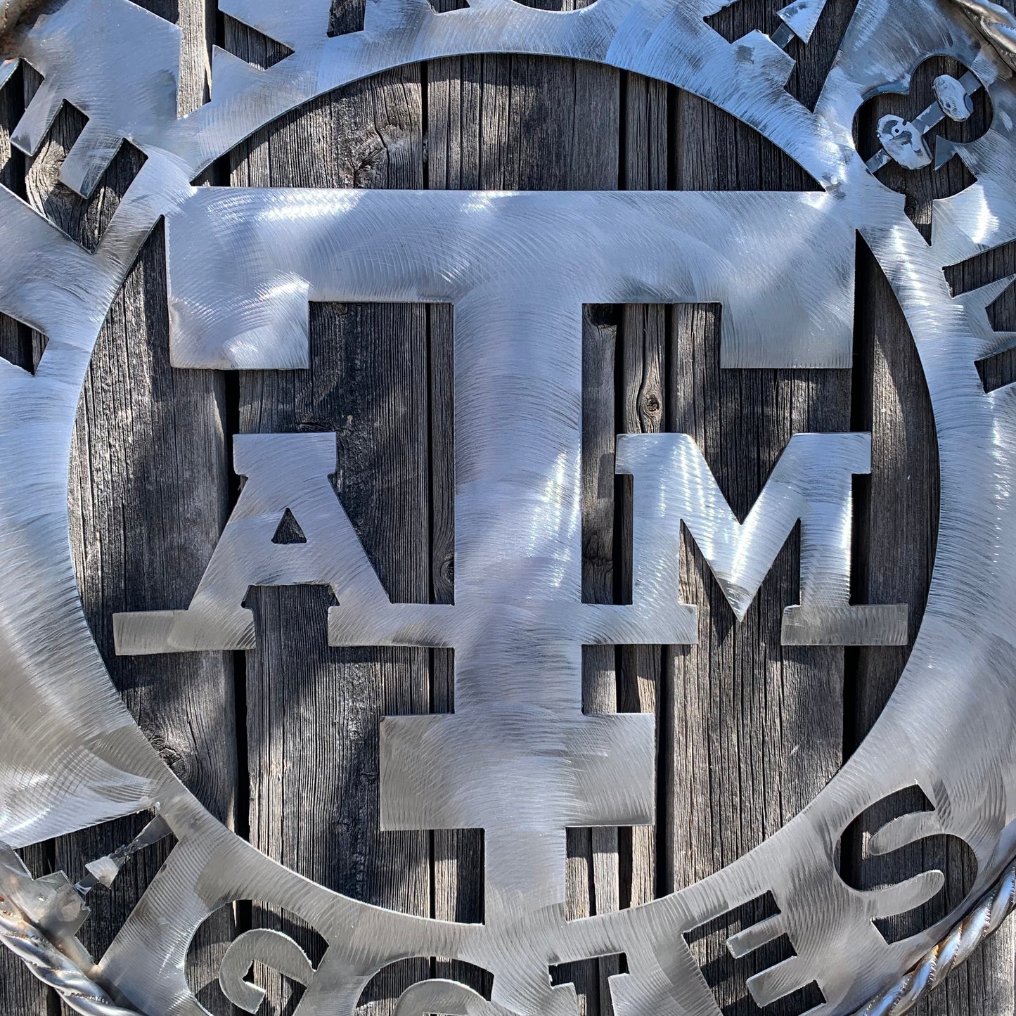 TEXAS A&M WIDE BAND RAW METAL CUSTOM VINTAGE CRAFT WALL ART TEAM SIGN HANDMADE