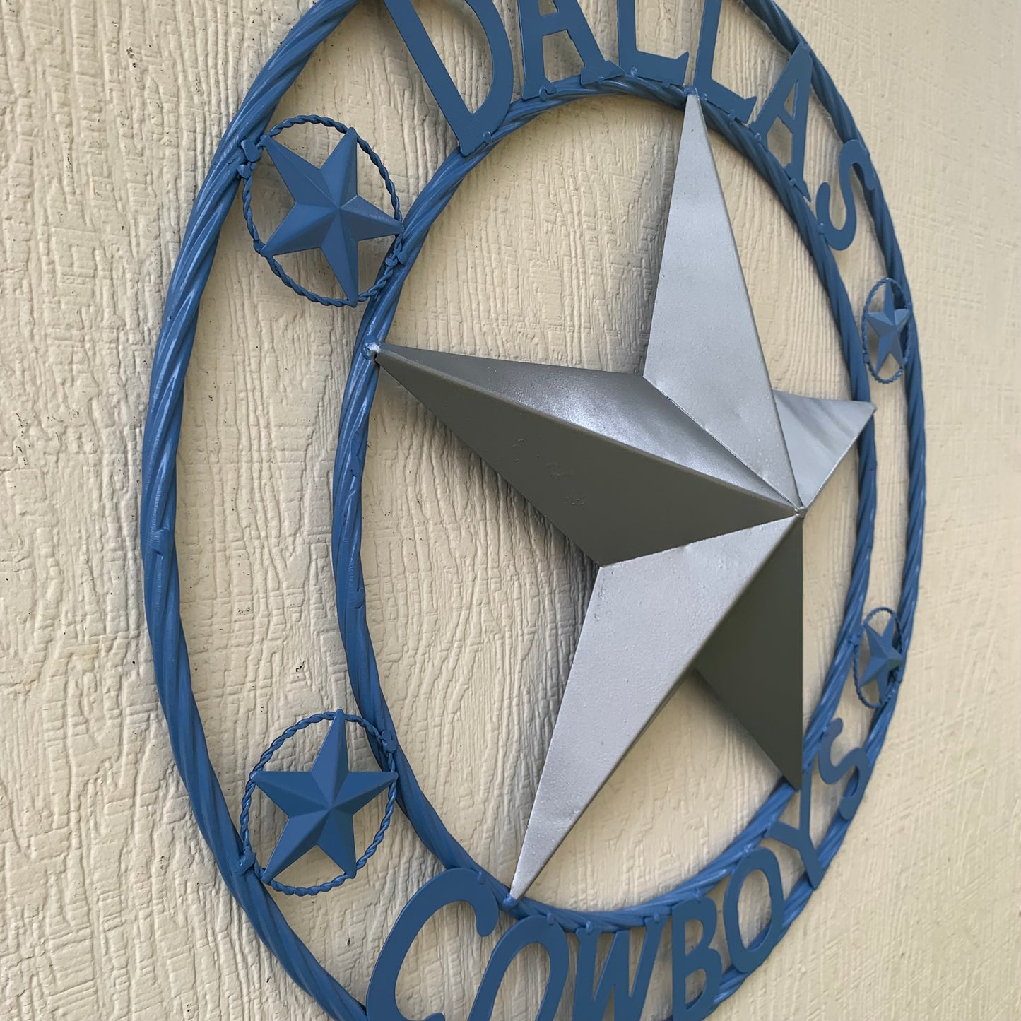 DALLAS COWBOYS LIGHT BLUE & SILVER DECOR METAL ART WESTERN HOME WALL DECOR SIZE:24",32",36",40",42",44",46",50"