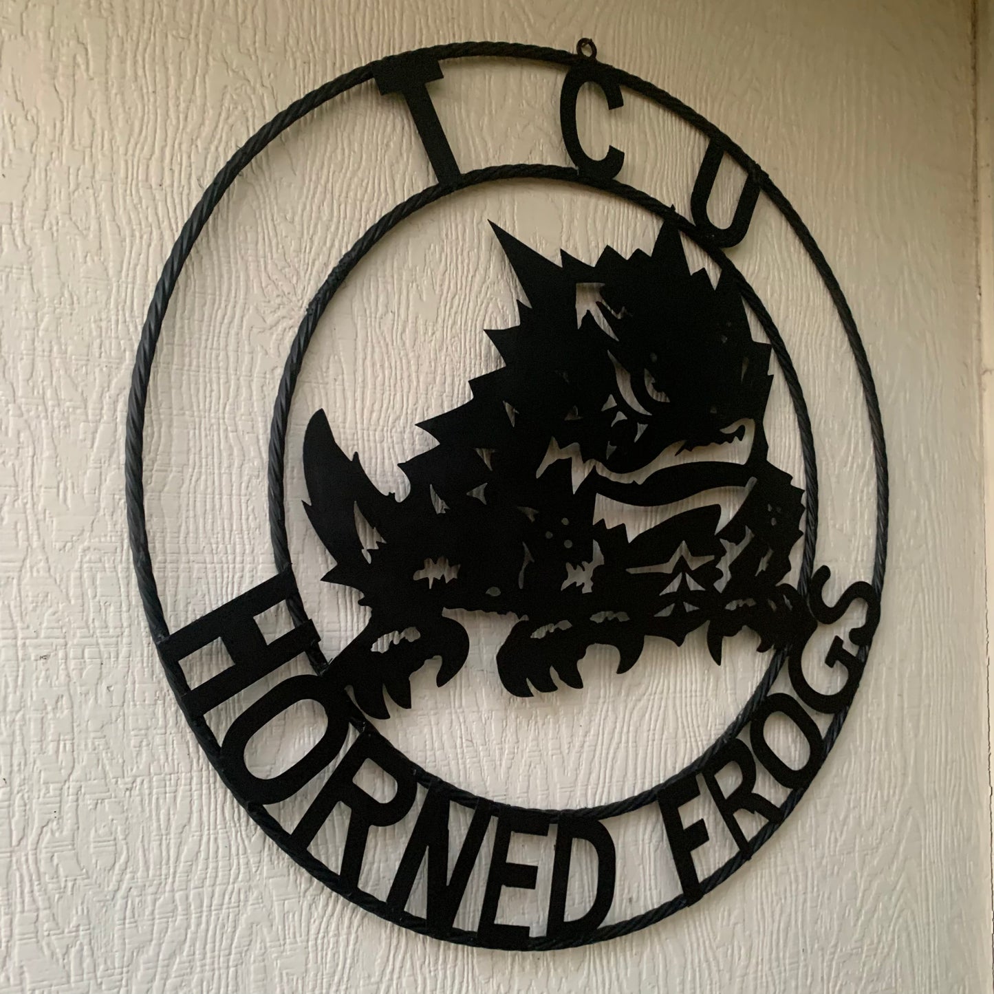 TCU HORNED FROGS BLACK CUSTOM METAL VINTAGE CRAFT TEAM SIGN HANDMADE