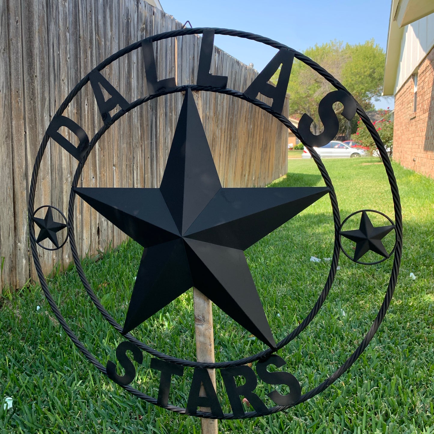 DALLAS STARS RUSTIC BLACK LONE STAR METAL HOCKEY TEAM WESTERN HOME DECOR CRAFT