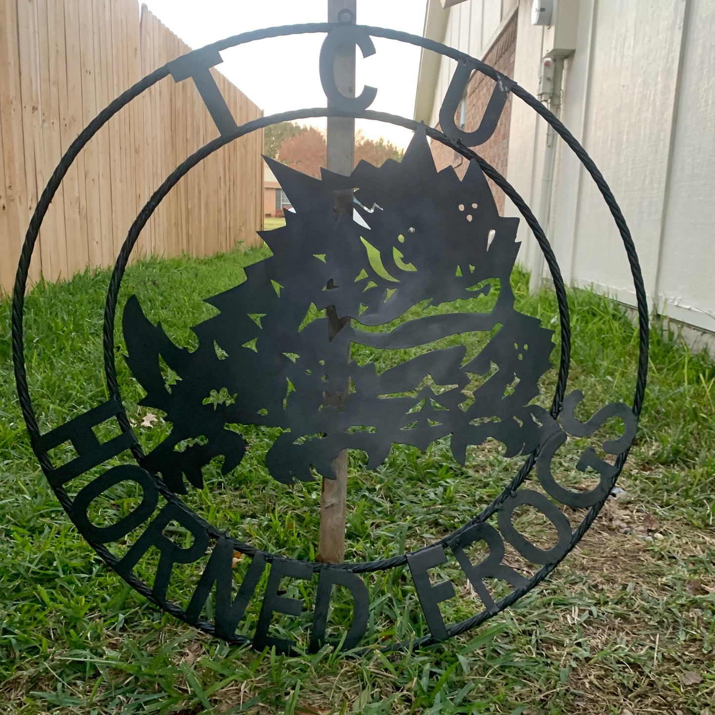 TCU HORNED FROGS BLACK CUSTOM METAL VINTAGE CRAFT TEAM SIGN HANDMADE