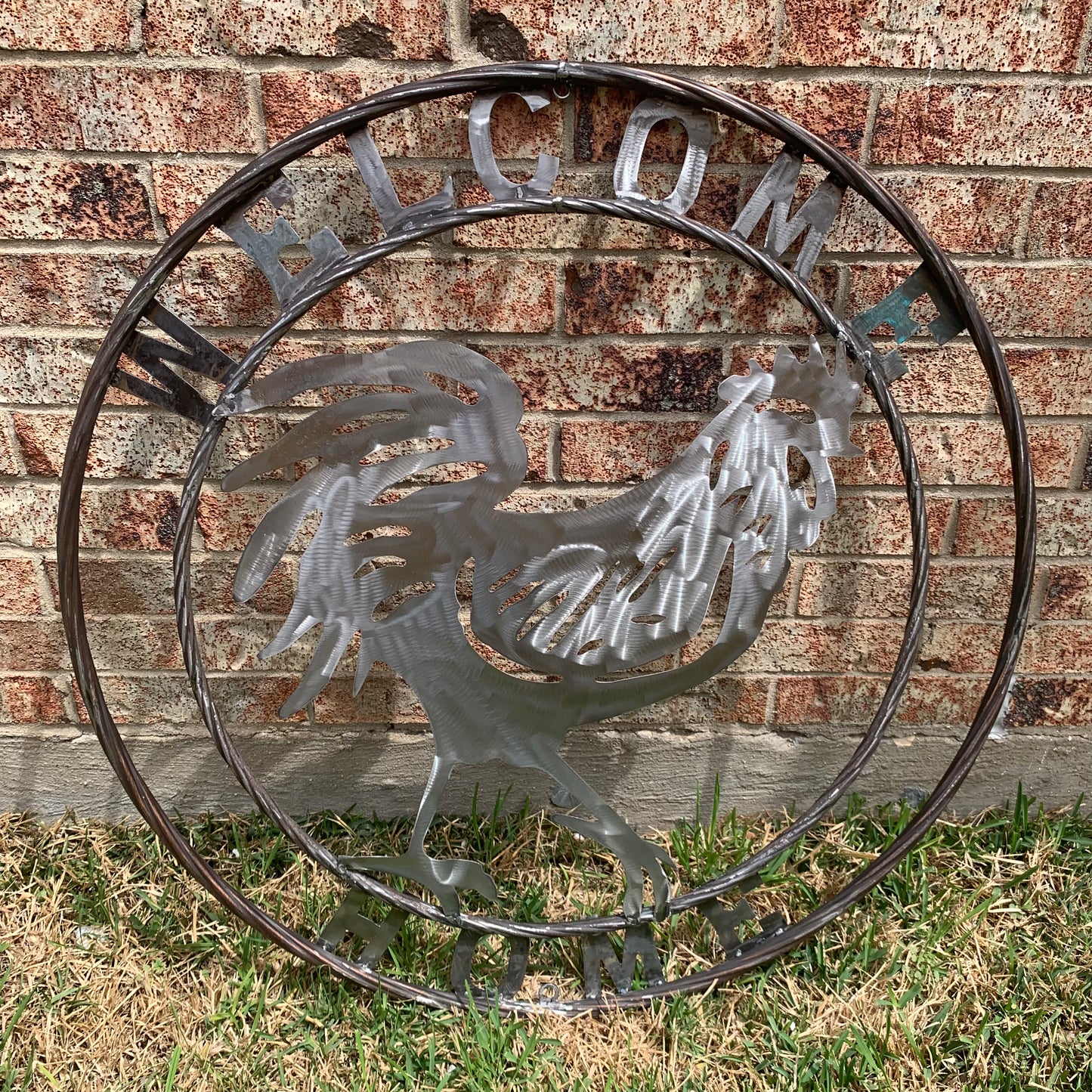 YOUR CUSTOM NAME ROOSTER LASERCUT RAW METAL ART WITH RING DESIGN WESTERN METAL ANIMAL ART HOME WALL DECOR BRAND NEW
