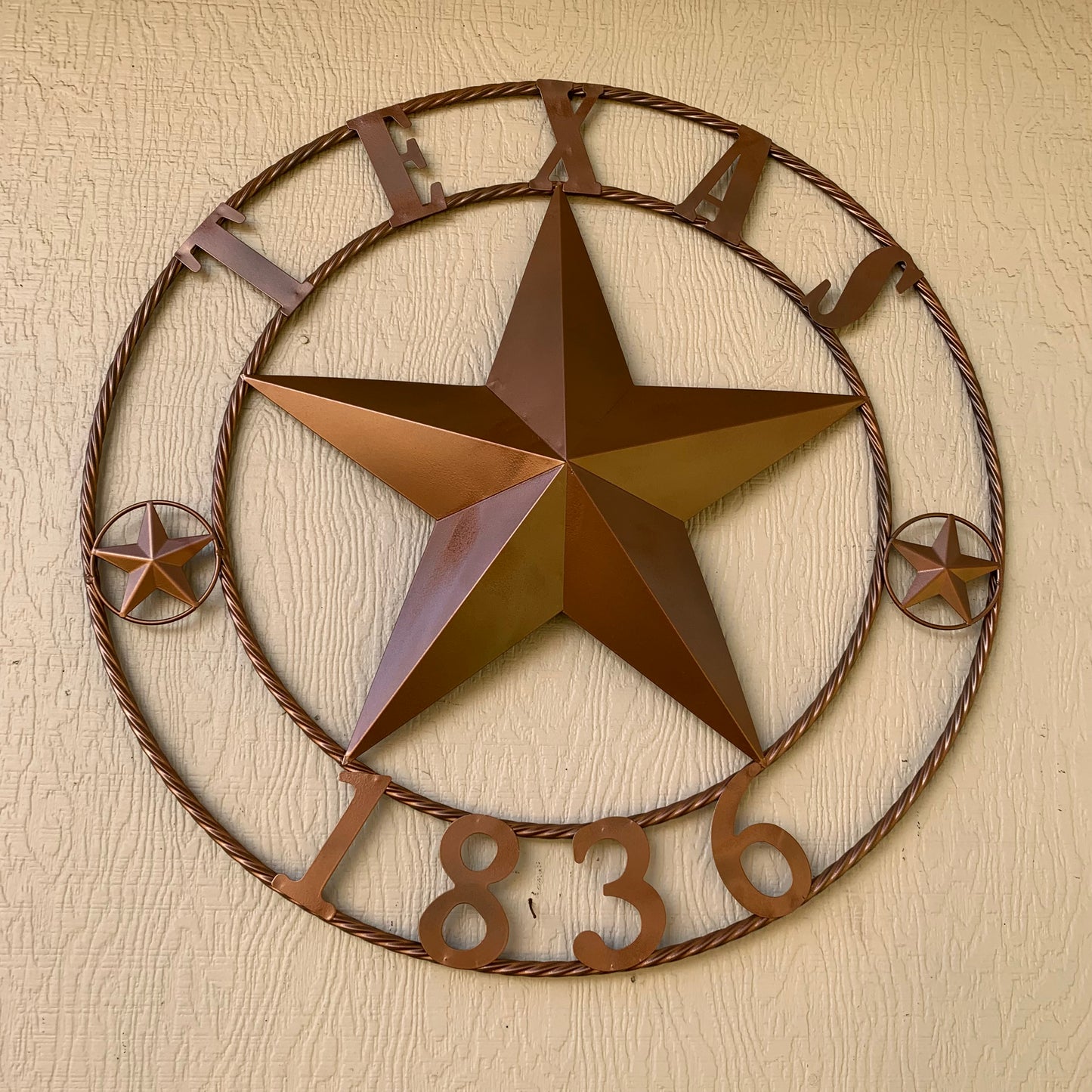 24", 32",36",40" TEXAS 1836 HAMMERED COPPER  BARN STAR METAL WALL WESTERN HOME DECOR HANDMADE NEW