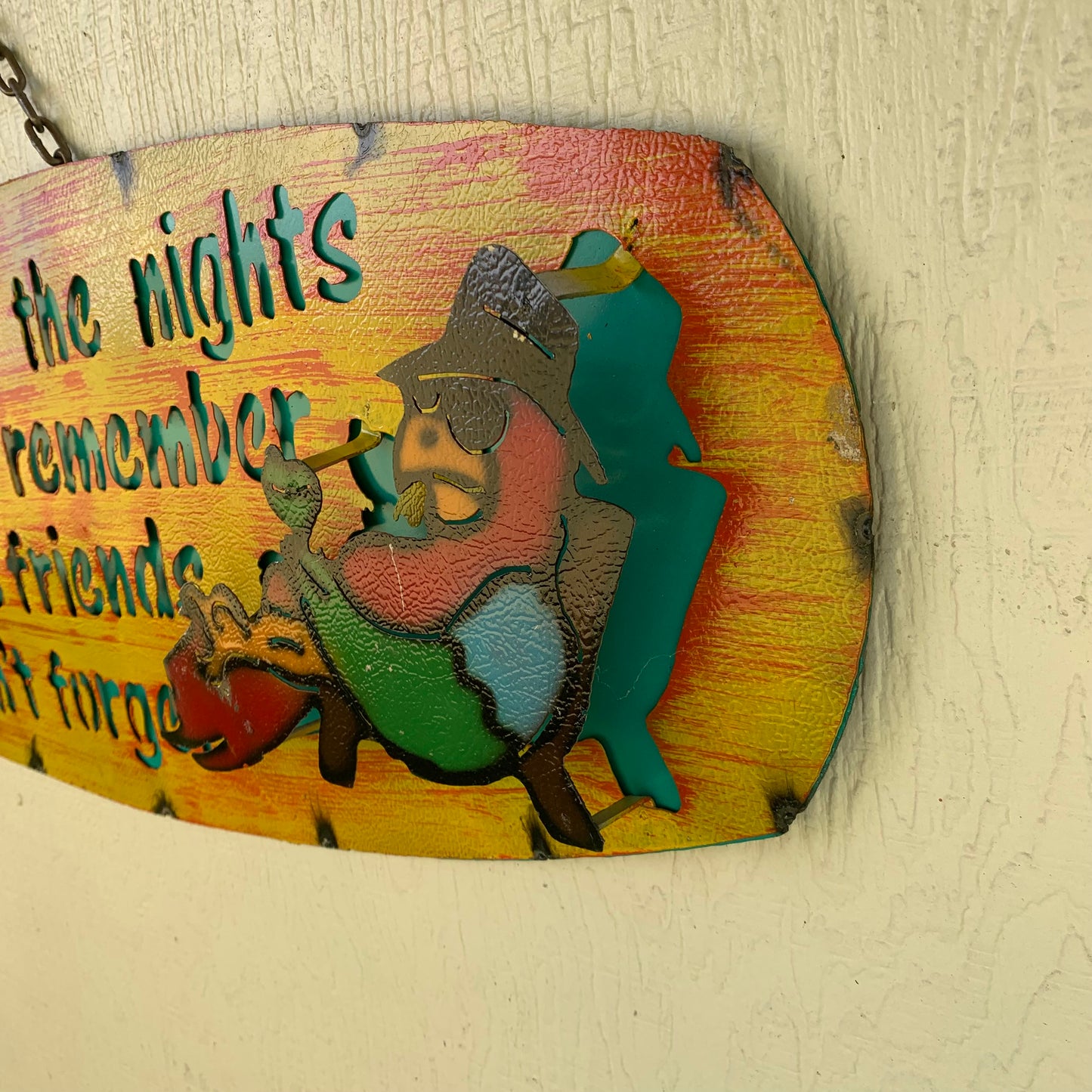 37"x 13" FRIENDS METAL OVAL DISC SIGN WALL ART WESTERN HOME DECOR BRAND NEW