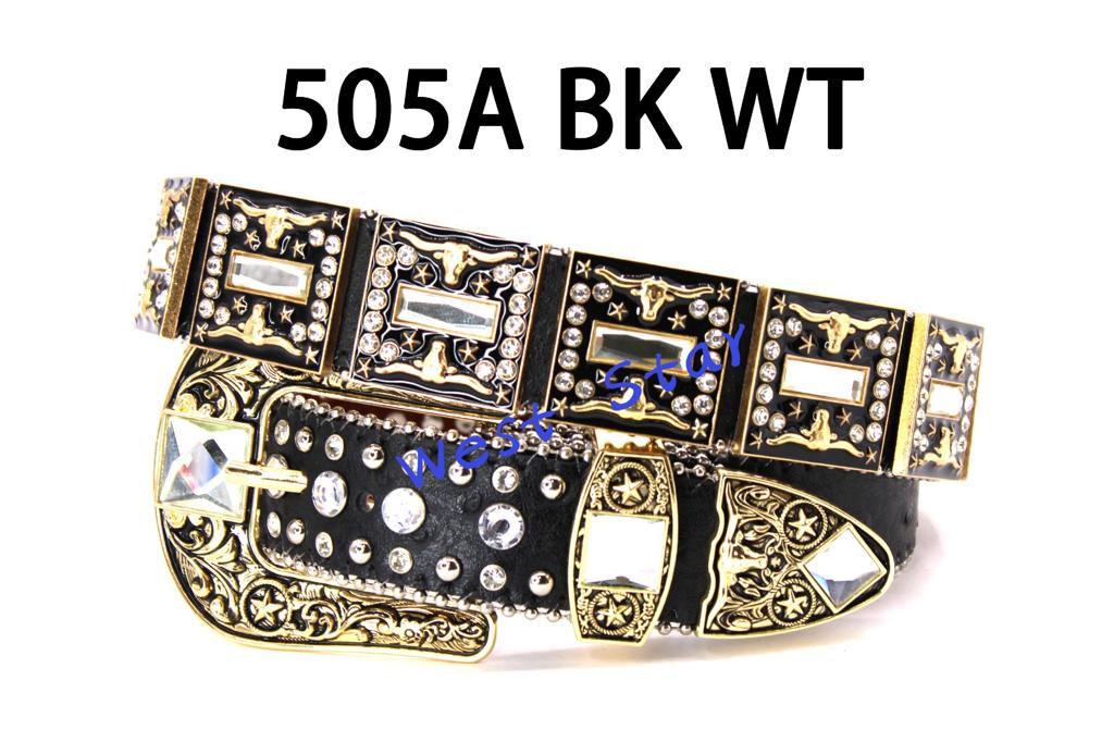 WS _ 505A BK WT BELT GENUINE LEATHER WESTERN BELTS FASHION NEW STYLE