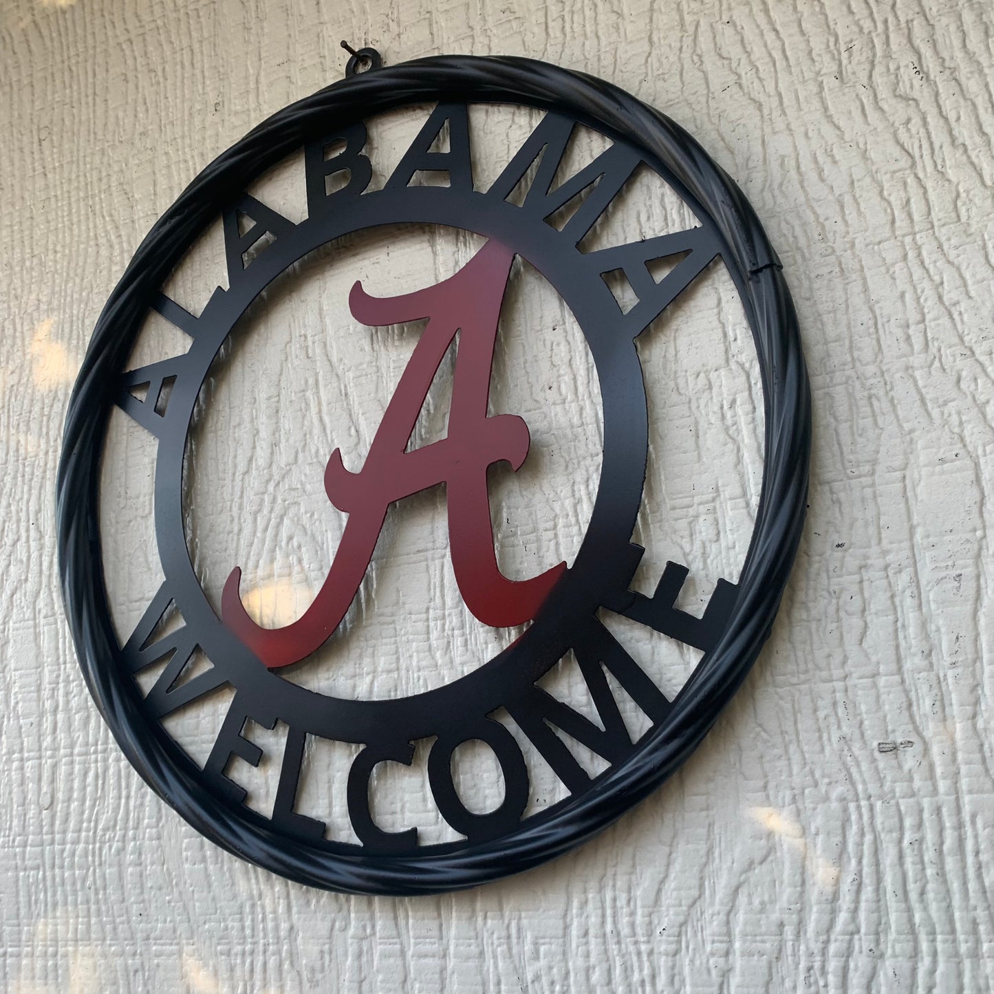 ALABAMA WELCOME RED & BLACK CUSTOM METAL VINTAGE SIGN TEAM HANDMADE