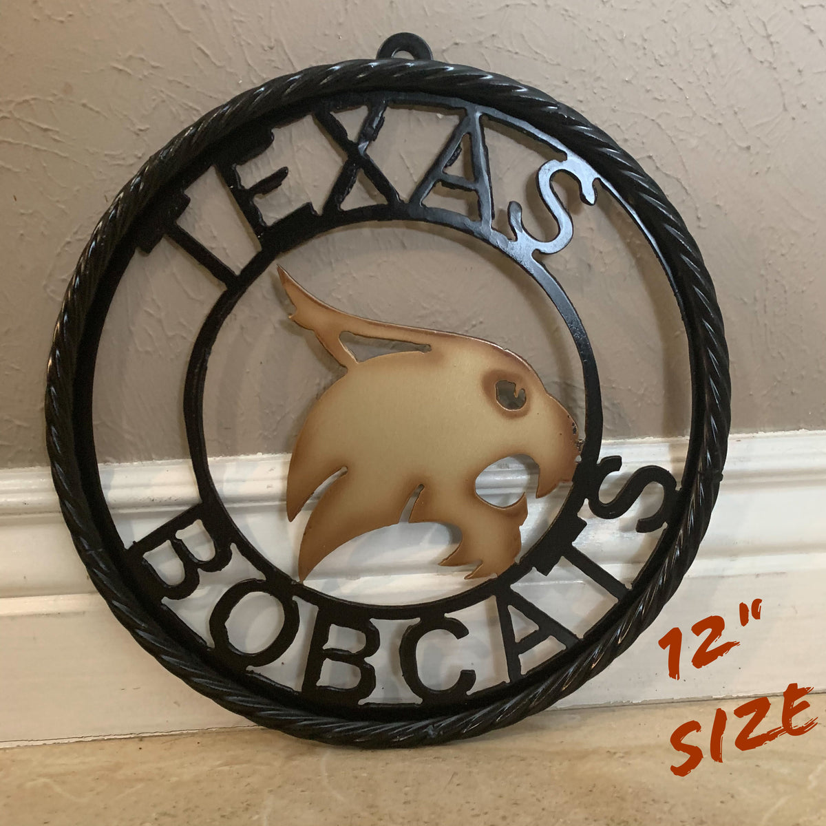 12" TEXAS BOBCATS CUSTOM METAL VINTAGE CRAFT SIGN TEAM WESTERN HOME DECOR HANDMADE