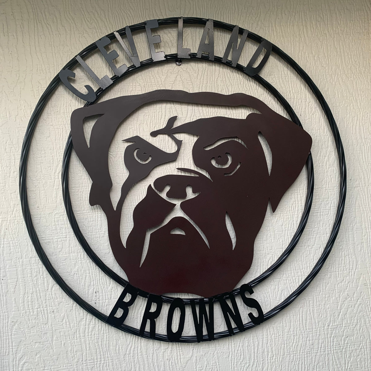 CLEVELAND BROWNS METAL CUSTOM VINTAGE CRAFT ART HANDMADE RUSTIC BROWN