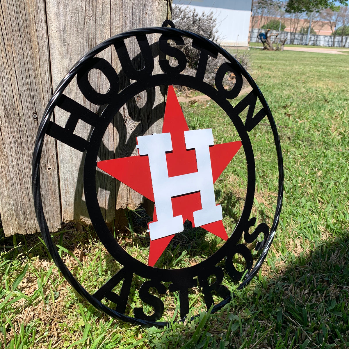 12",18",24",32",36" HOUSTON ASTROS ORANGE WHITE & BLACK CUSTOM METAL VINTAGE CRAFT WALL ART