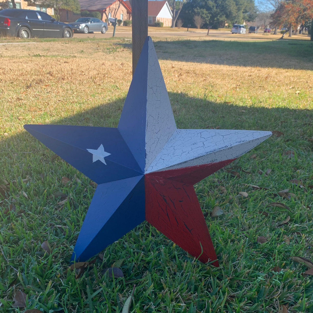 CRACKLE STYLE RED WHITE & BLUE METAL BARN STAR METAL WALL ART WESTERN HOME DECOR RUSTIC NEW
