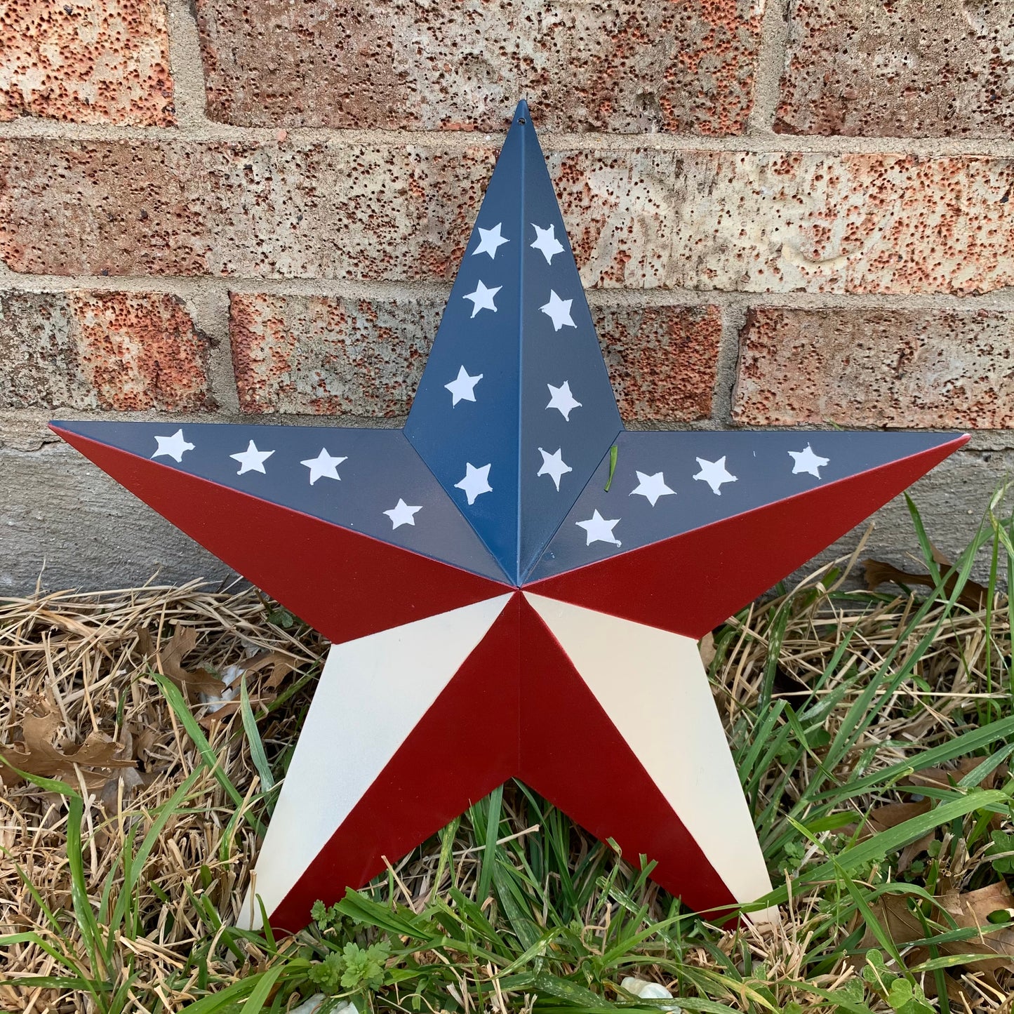 16",24",30",36" USA AMERICAN FLAG STAR RED WHITE & BLUE METAL BARN STAR STYLE# 6 HANDMADE #EH13523