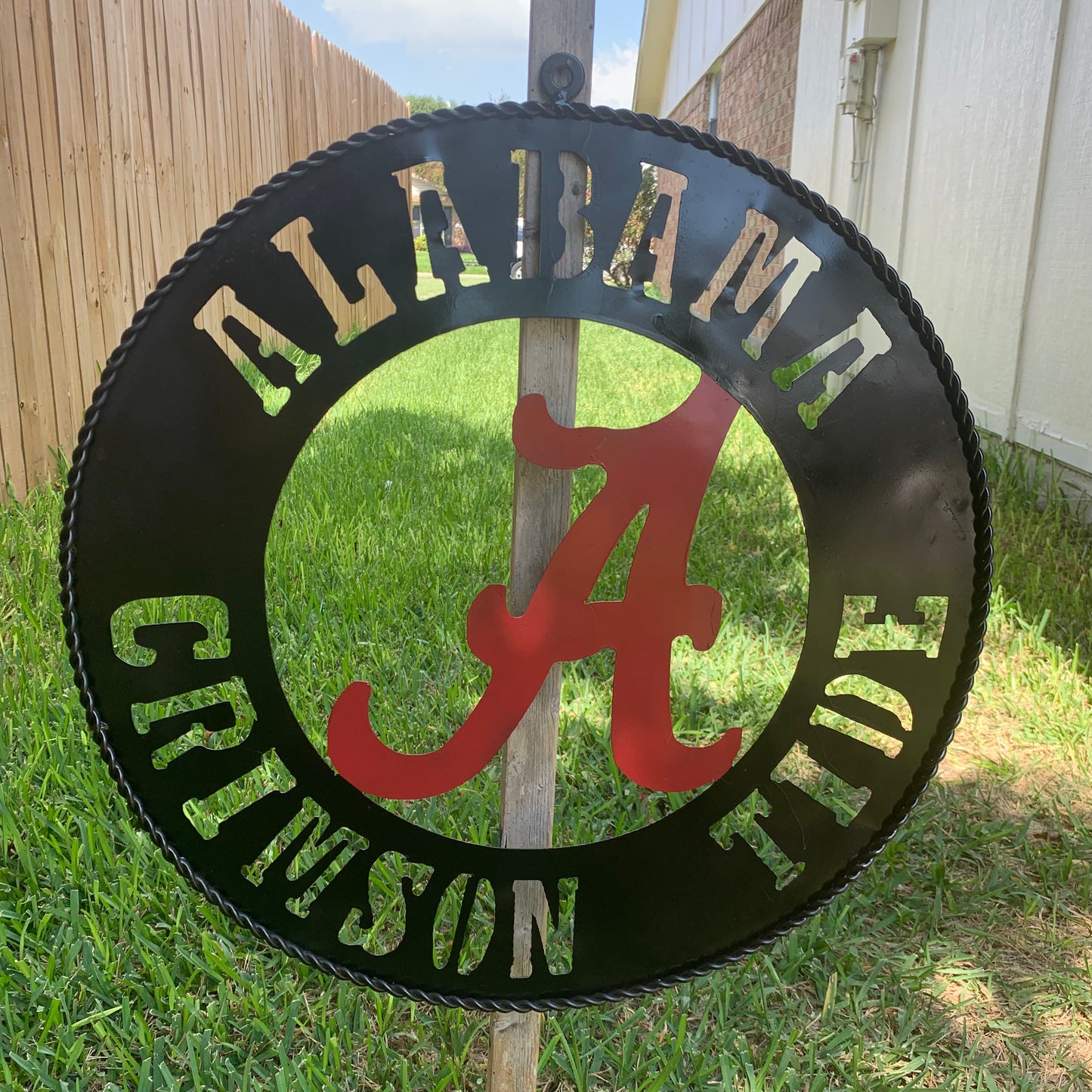 ALABAMA CRIMSON TIDE WIDE BAND RING CUSTOM METAL VINTAGE SIGN TEAM HANDMADE
