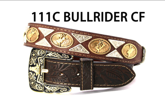 WS111C BULLRIDER LEATHER CF BROWN BELT WESTERN BELTS FASHION NEW STYLE