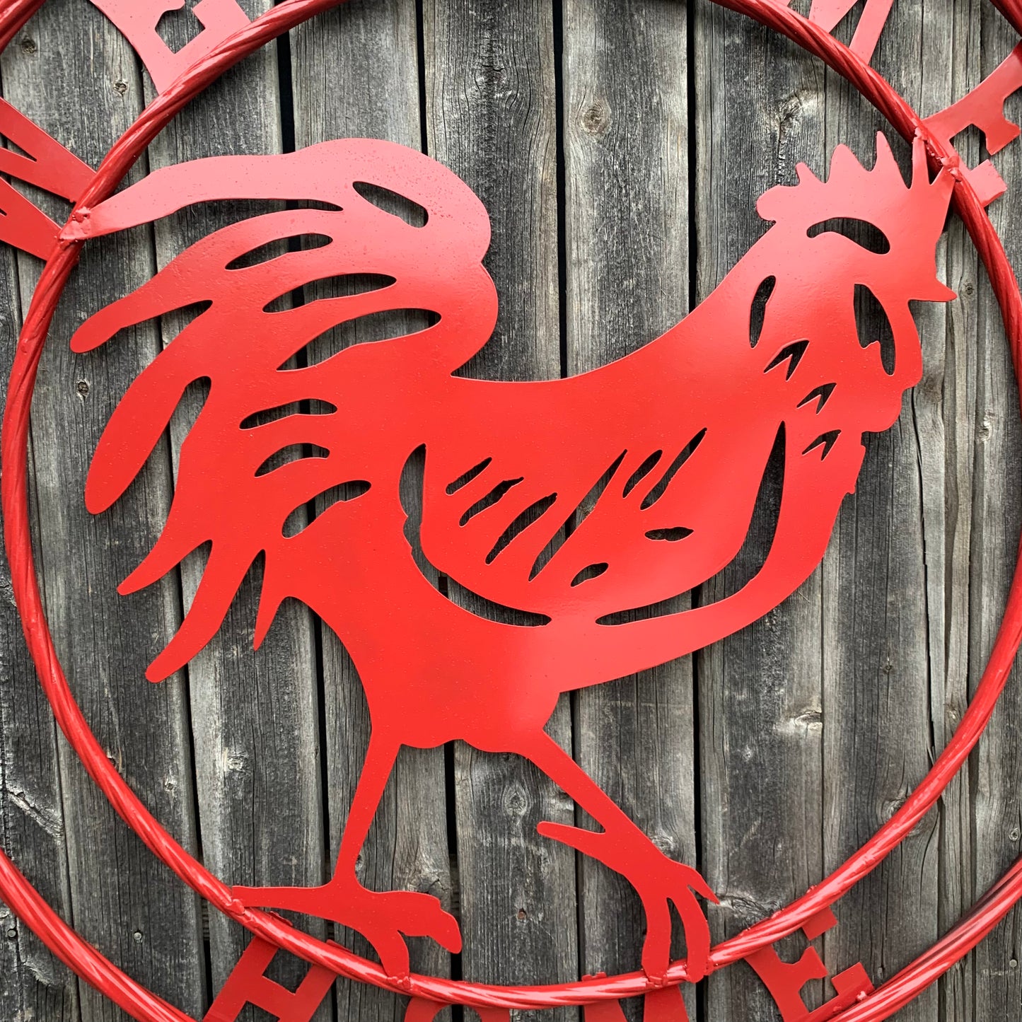 YOUR CUSTOM NAME RED ROOSTER LASERCUT METAL ART WITH RING DESIGN WESTERN METAL ANIMAL ART HOME WALL DECOR BRAND NEW