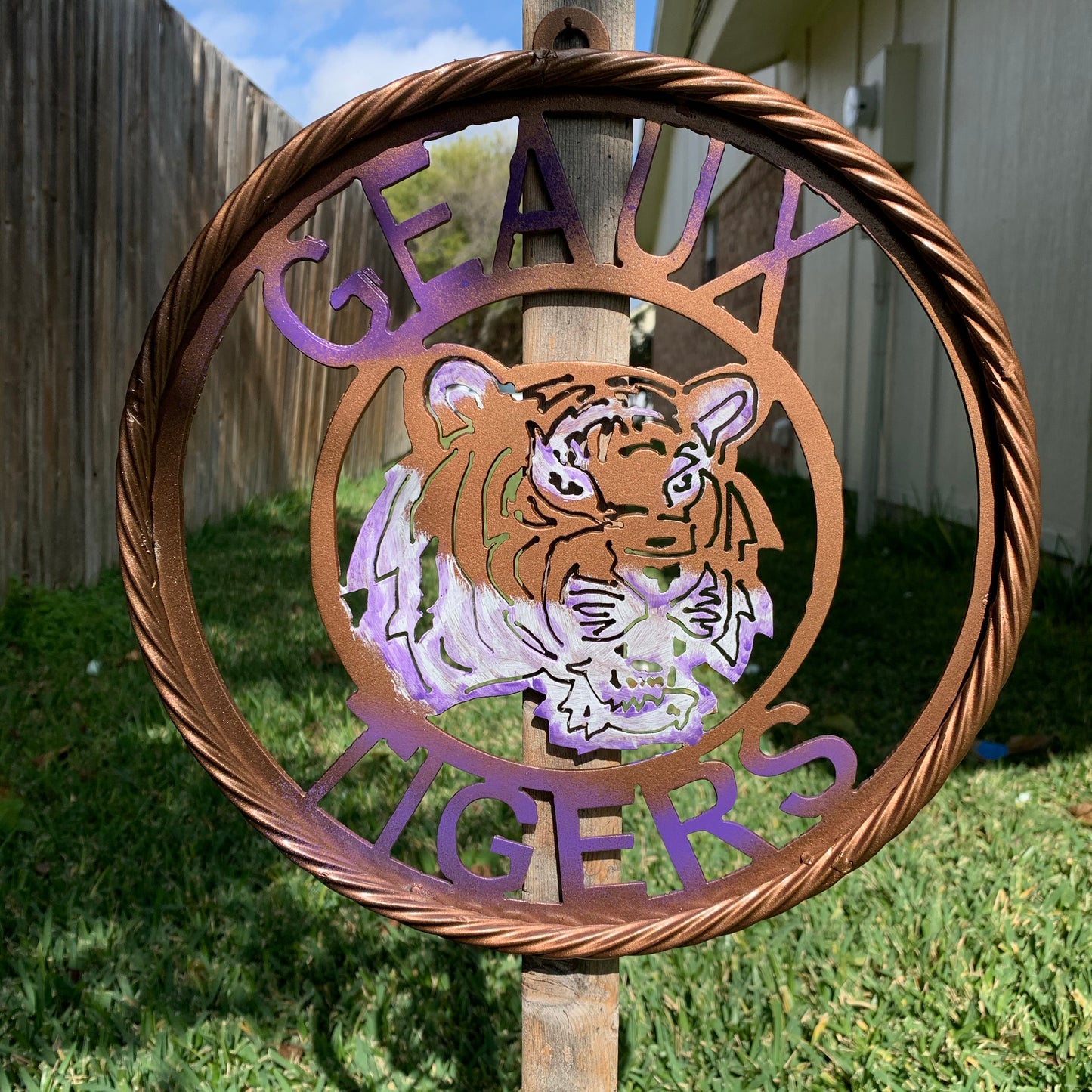 12",18",24",32" GEAUX TIGERS CUSTOM VINTAGE METAL CRAFT TEAM WALL ART HANDMADE