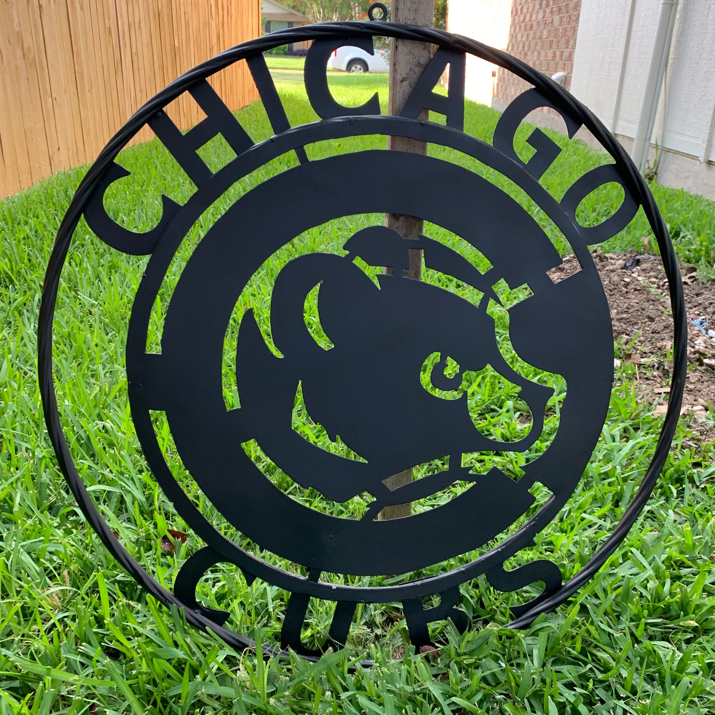 12", 18", 24", 32" CHICAGO CUBS CUSTOM BLACK & RAW METAL VINTAGE CRAFT TEAM SPORTS SIGN HANDMADE