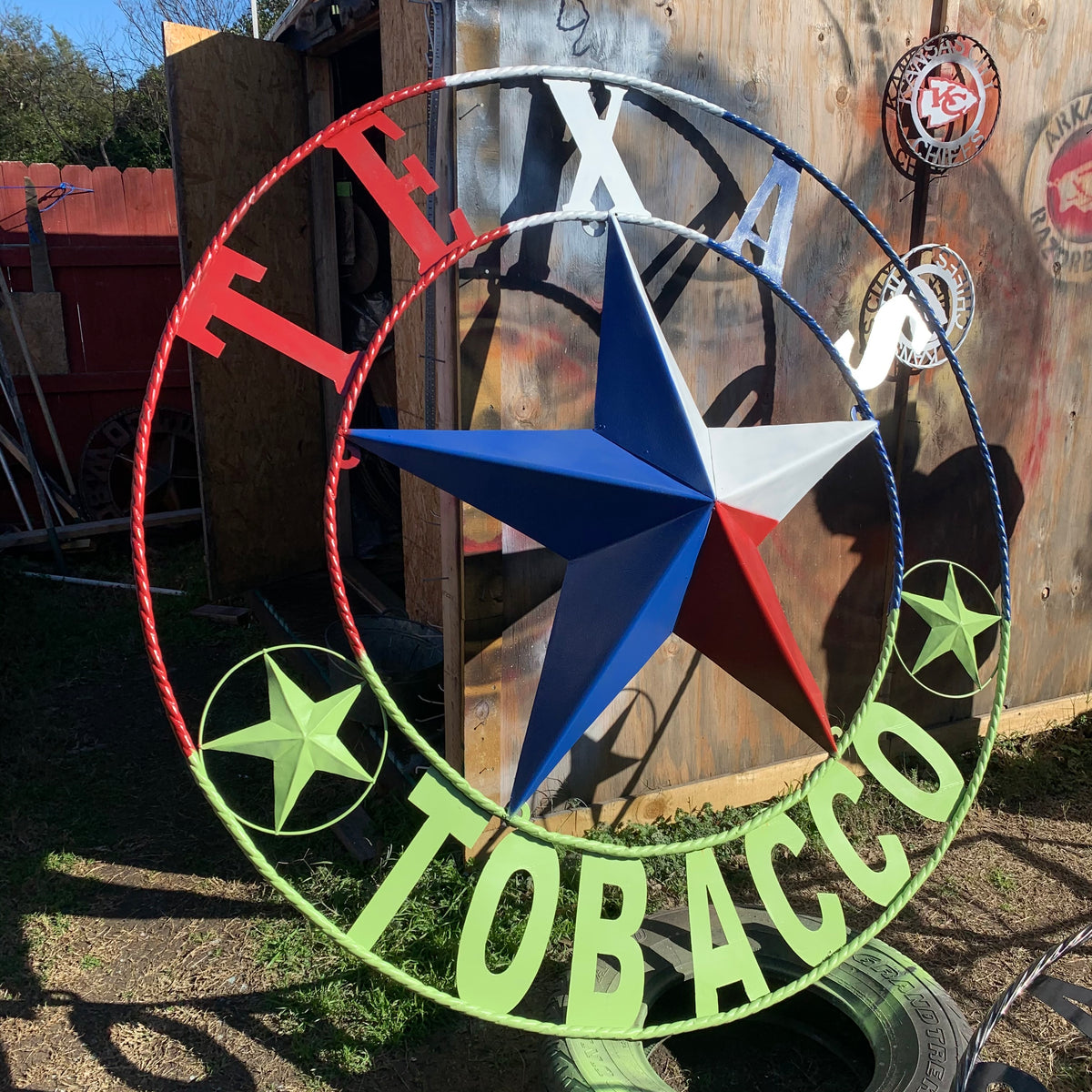 4,5,6 FOOT LARGE OVERSIZE CUSTOM NAME BARN METAL STAR 3d WITH TWISTED ROPE RING DESIGN METAL WALL ART WESTERN HOME DECOR VINTAGE RUSTIC BROWN NEW HANDMADE, 48",60",72" NEW HANDMADE