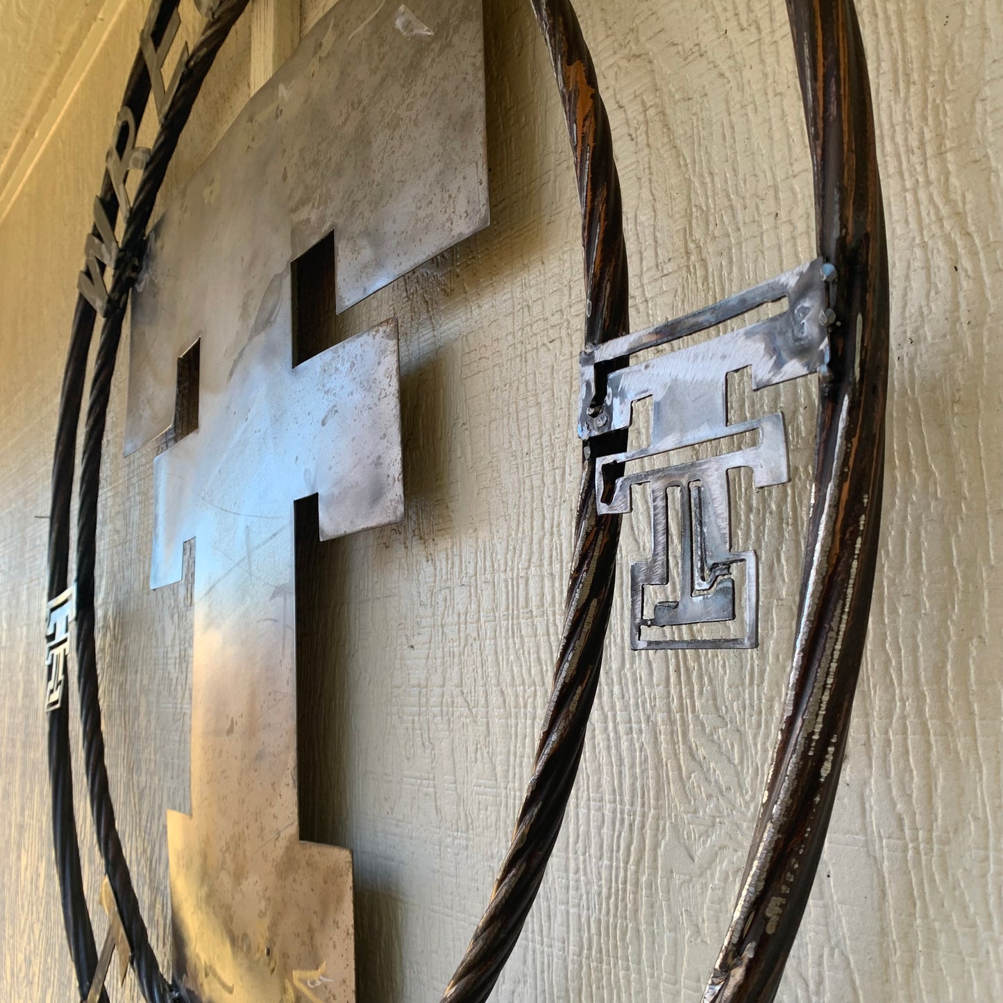 12",18",24",32",36" WRECKEM TEXAS TECH RAW METAL CUSTOM VINTAGE CRAFT METAL TEAM SIGN HANDMADE