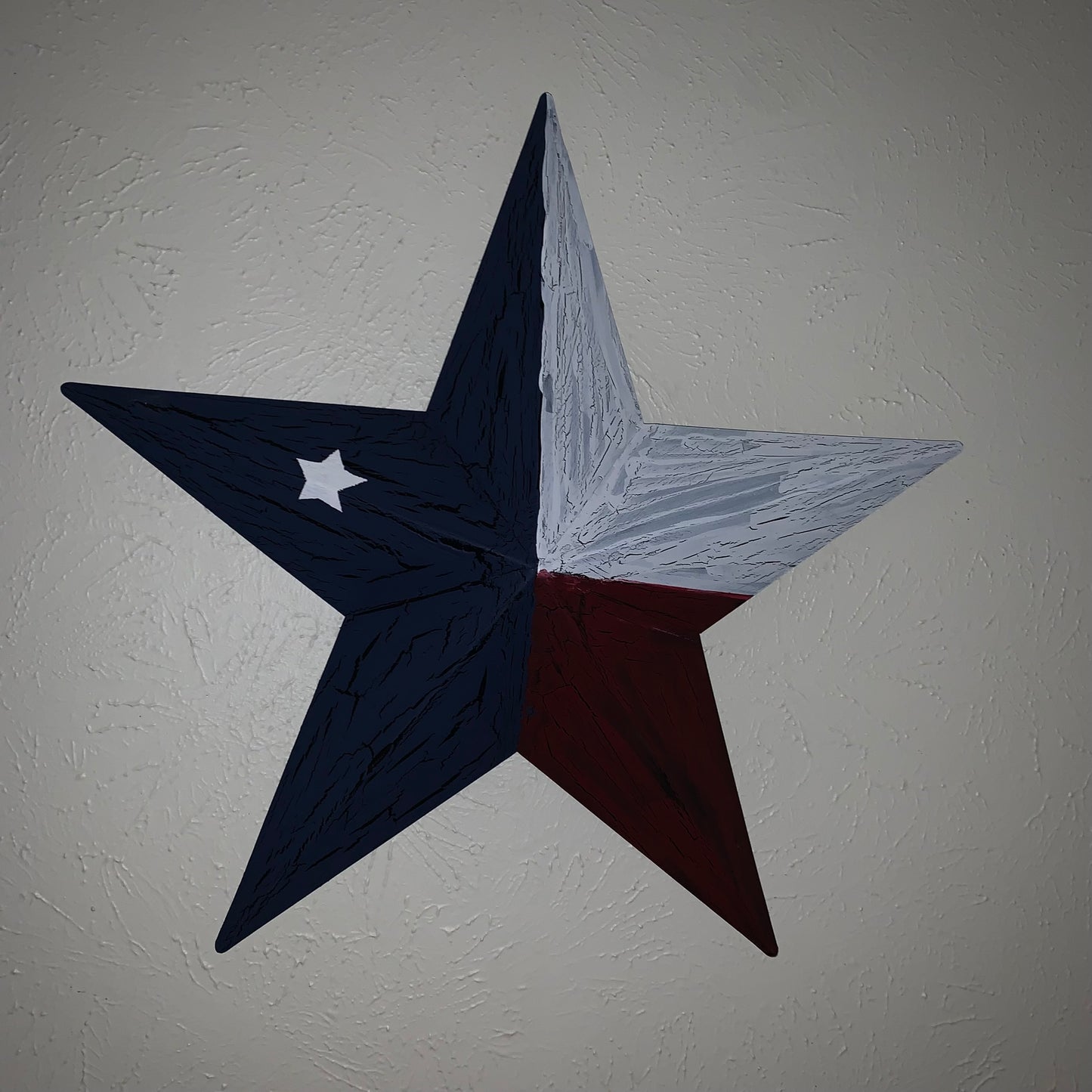 CRACKLE STYLE RED WHITE & BLUE METAL BARN STAR METAL WALL ART WESTERN HOME DECOR RUSTIC NEW