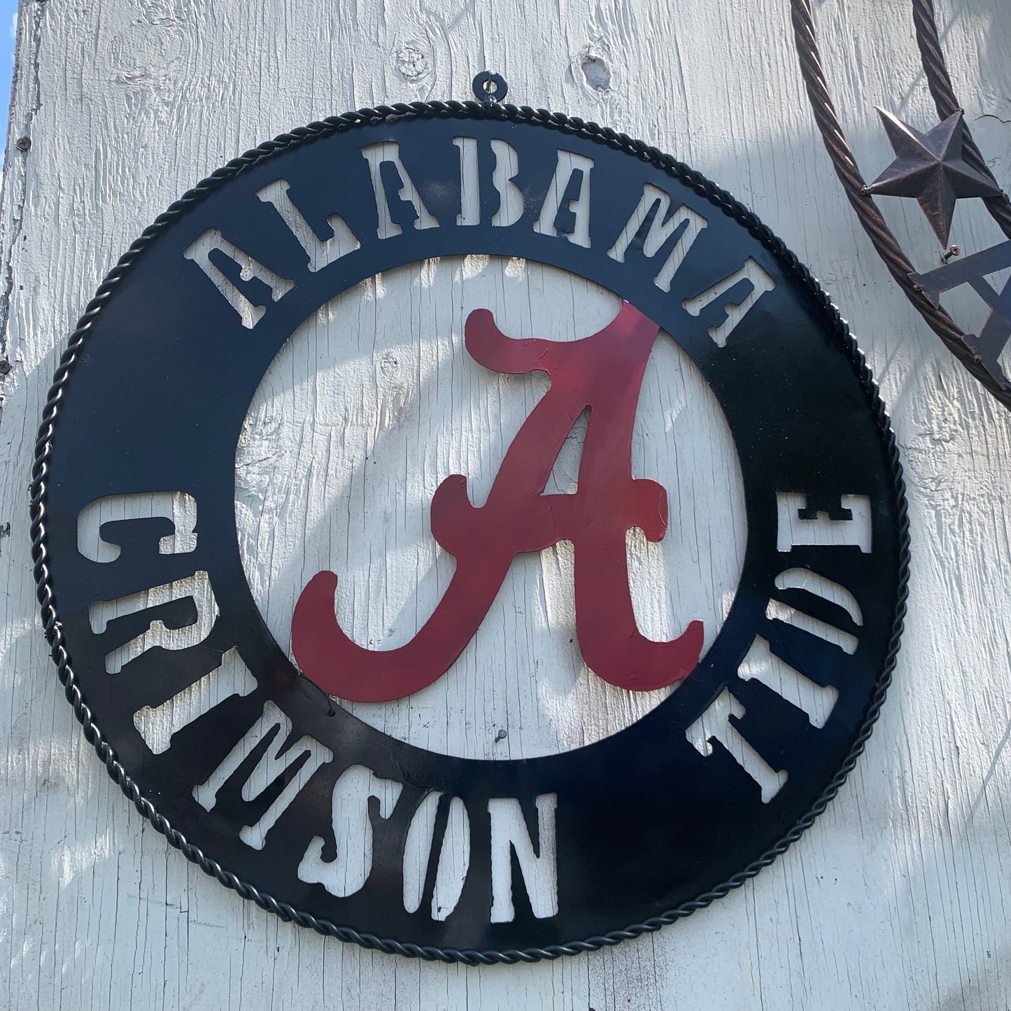 ALABAMA CRIMSON TIDE WIDE BAND RING CUSTOM METAL VINTAGE SIGN TEAM HANDMADE