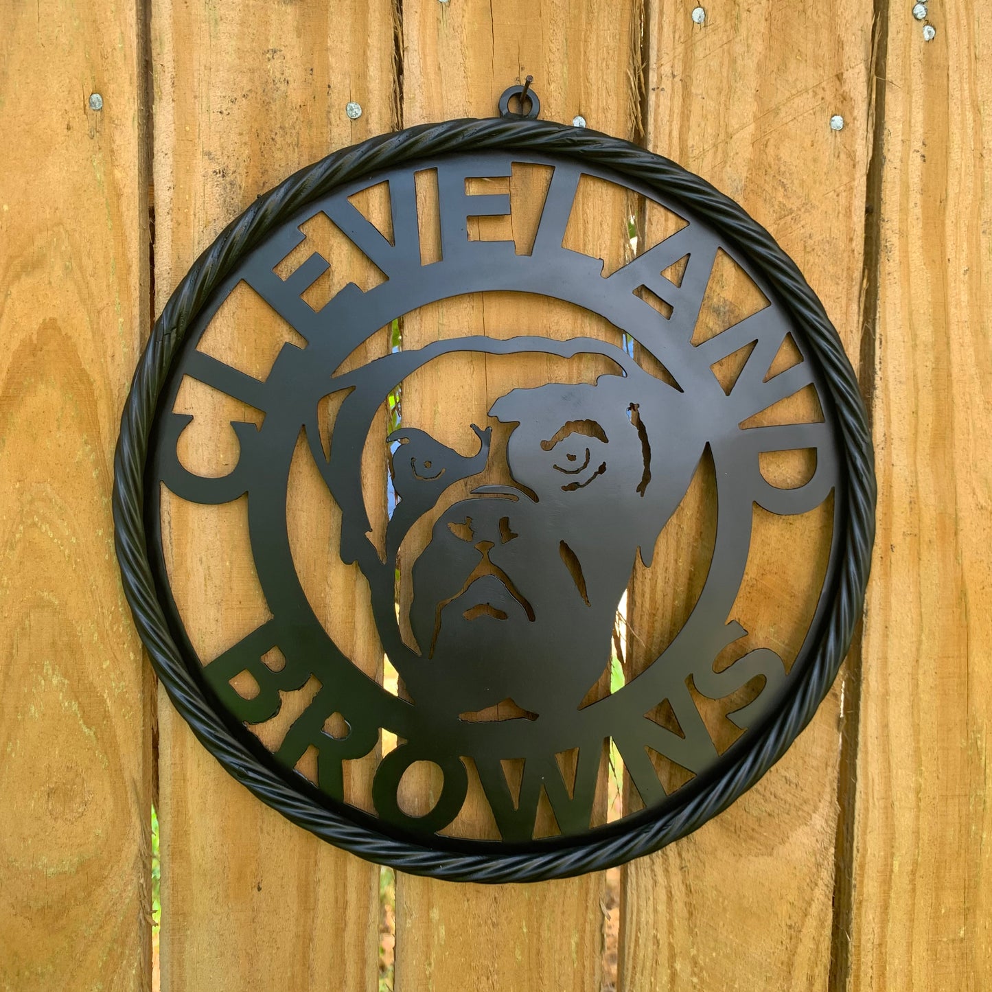 CLEVELAND BROWNS METAL CUSTOM VINTAGE CRAFT ART HANDMADE RUSTIC BLACK