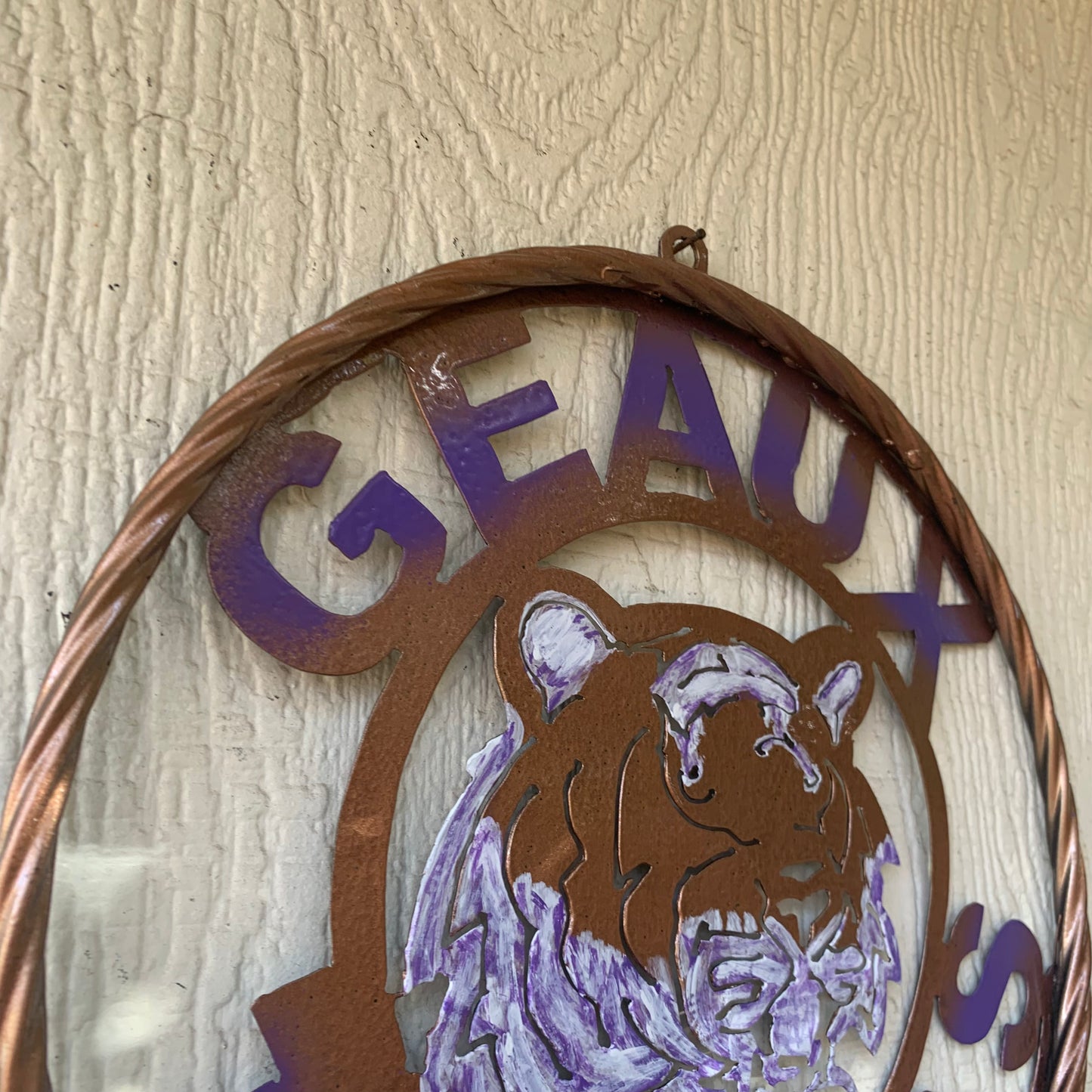 12",18",24",32" GEAUX TIGERS CUSTOM VINTAGE METAL CRAFT TEAM WALL ART HANDMADE