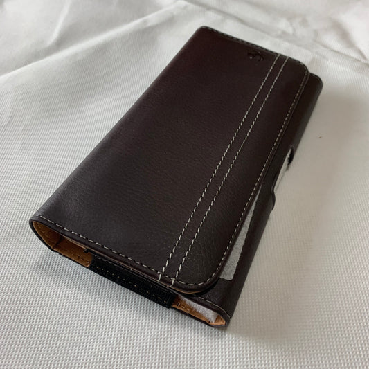 6.6" LUXMO COFFEE BROWN LEATHER EXTRA LARGE POUCH BELT LOOP HOLSTER CELL PHONE CASE UNIVERSAL OVERSIZE #LU20