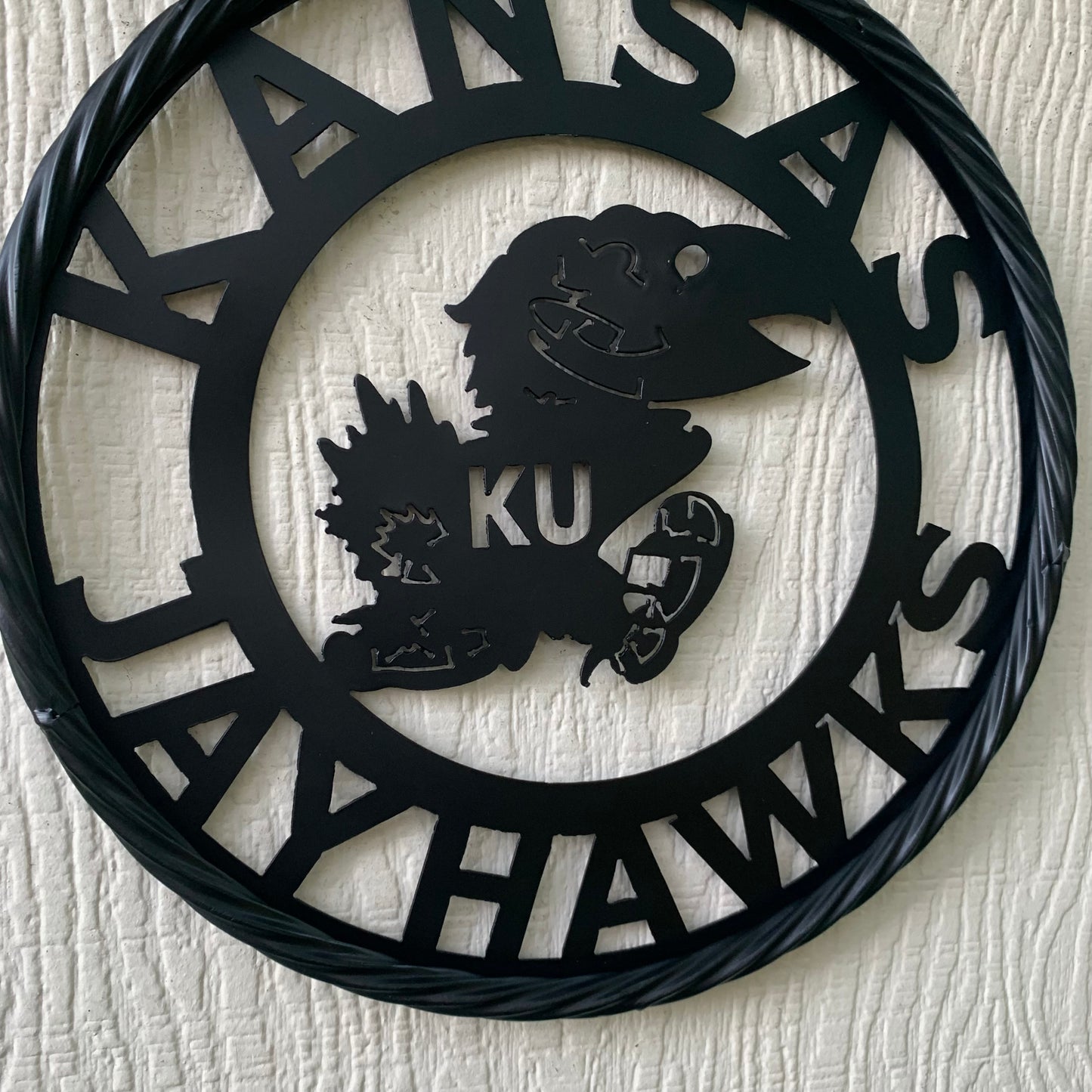 KANSAS JAYHAWKS BLACK METAL CUSTOM VINTAGE CRAFT WALL ART TEAM SIGN HANDMADE