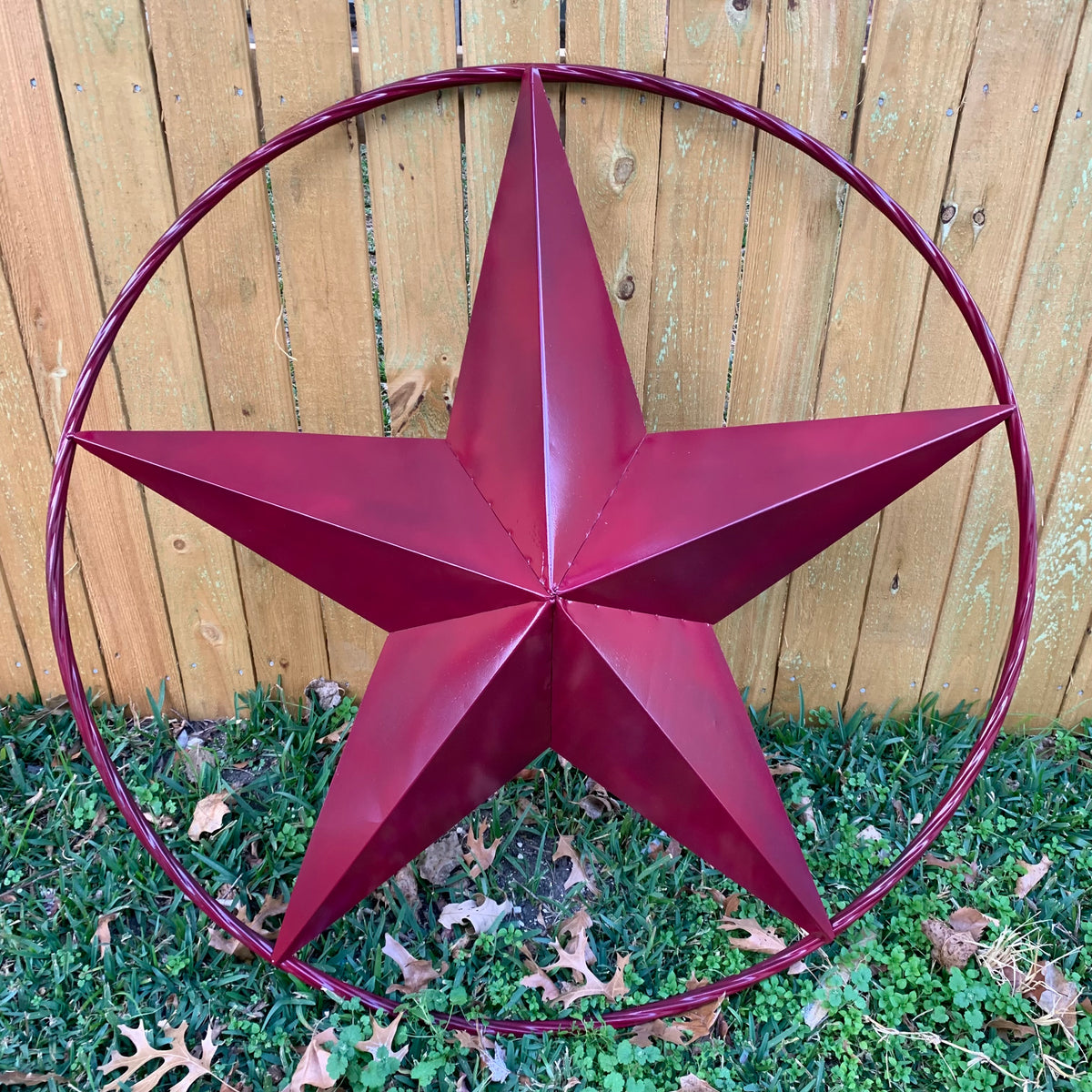 CRANBERRY BURGUNDY STAR RED STAR BARN METAL LONESTAR TWISTED ROPE RING WALL ART WESTERN HOME DECOR BRAND NEW