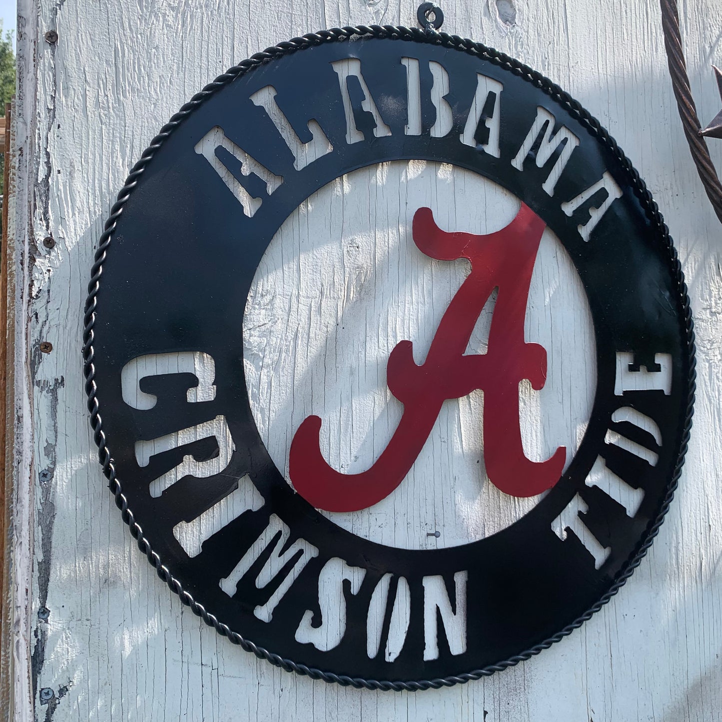 ALABAMA CRIMSON TIDE WIDE BAND RING CUSTOM METAL VINTAGE SIGN TEAM HANDMADE