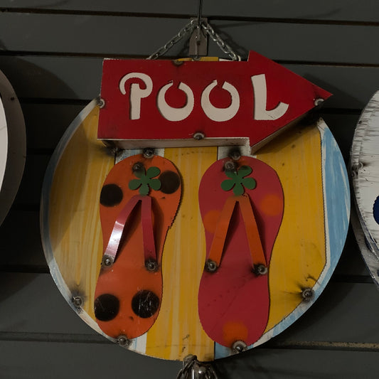 15" POOL METAL SIGN WALL DISC ART WESTERN HOME DECOR BRAND NEW