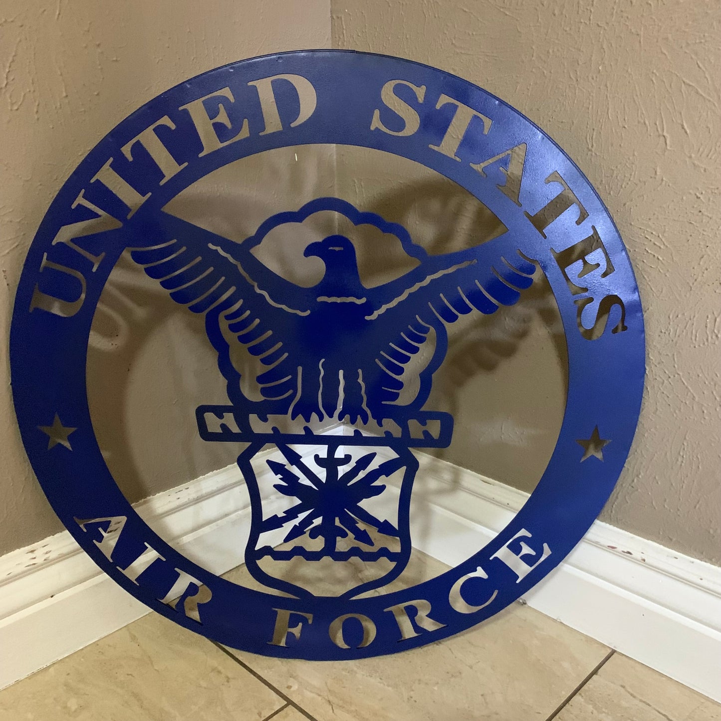 24" US AIR FORCE LASERCUT BLUE MILITARY METAL WALL ART AIRFORCE WESTERN HOME DECOR NEW