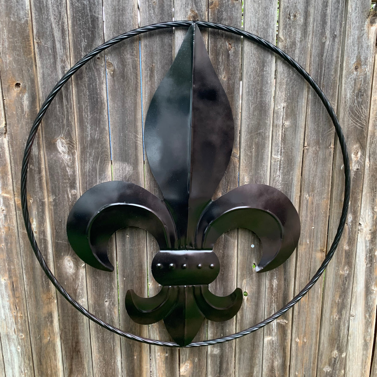 24", 36" GLOSS BLACK FLEUR DE LIS METAL WALL ART SIGN WESTERN HOME DECOR HANDMADE NEW #EH10645