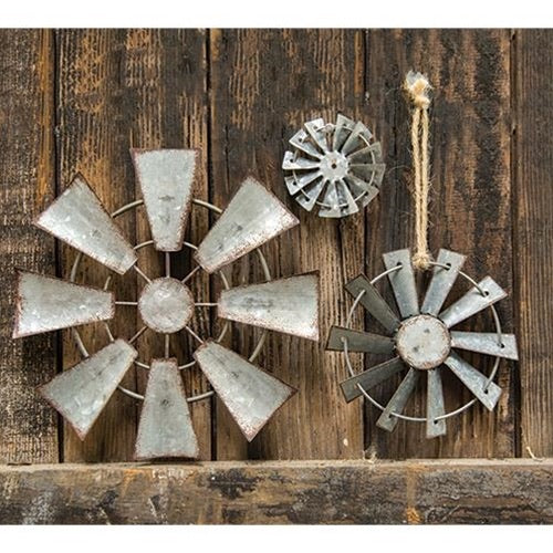 2" GALVANIZED WINDMILL FARMHOUSE WALL ART METAL WESTERN HOME DECOR #EH12173 --FREE SHIPPING