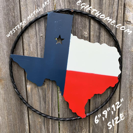 6",9",12"  TEXAS METAL STATE OF TEXAS MAP RED WHITE BLUE WALL ART WESTERN HOME DECOR NEW DECOR #EH12080